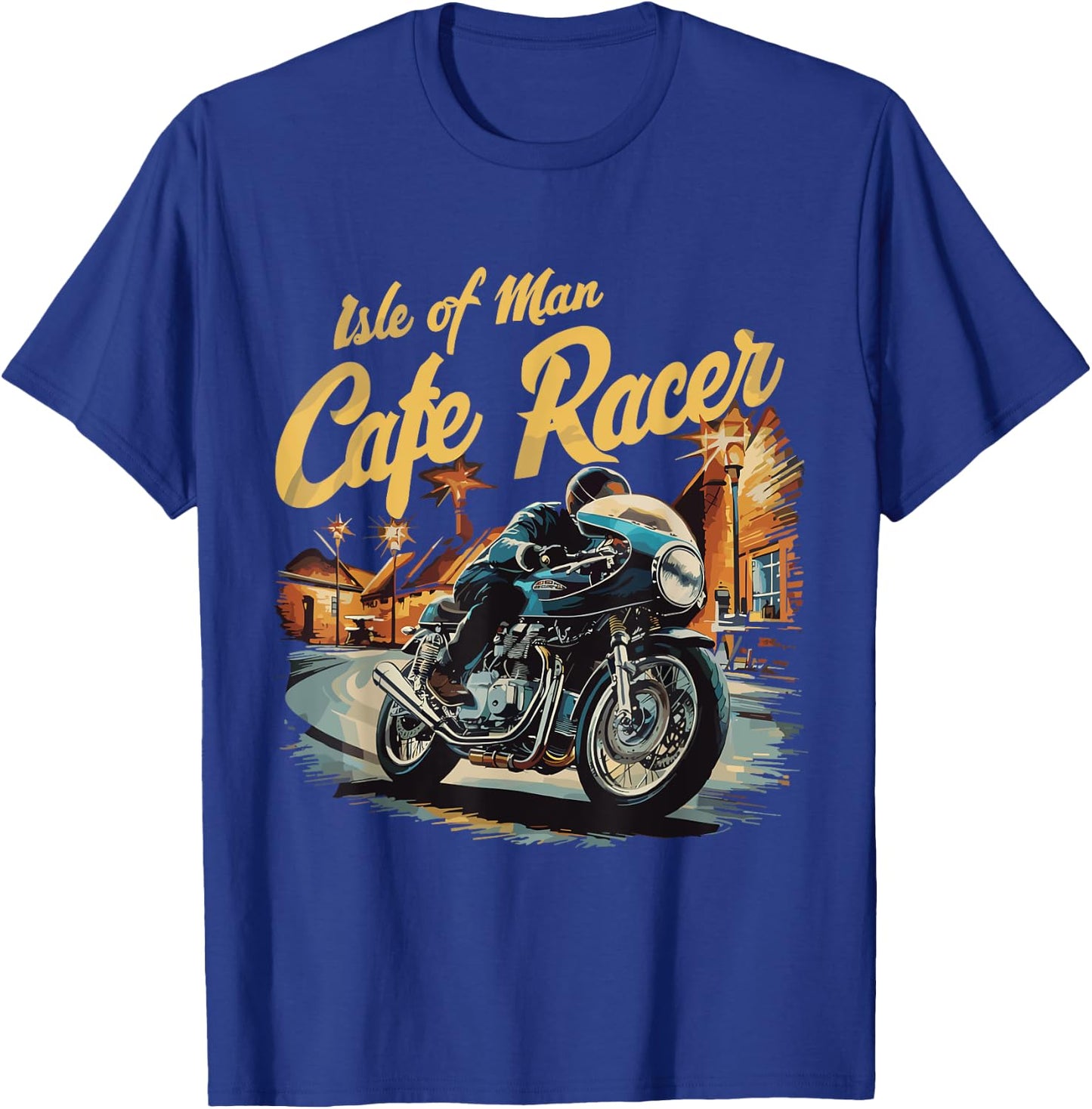 Isle of Man Motorcycle Cafe Racer Retro Vintage TT Races T-Shirt - T-Shirt | Royal