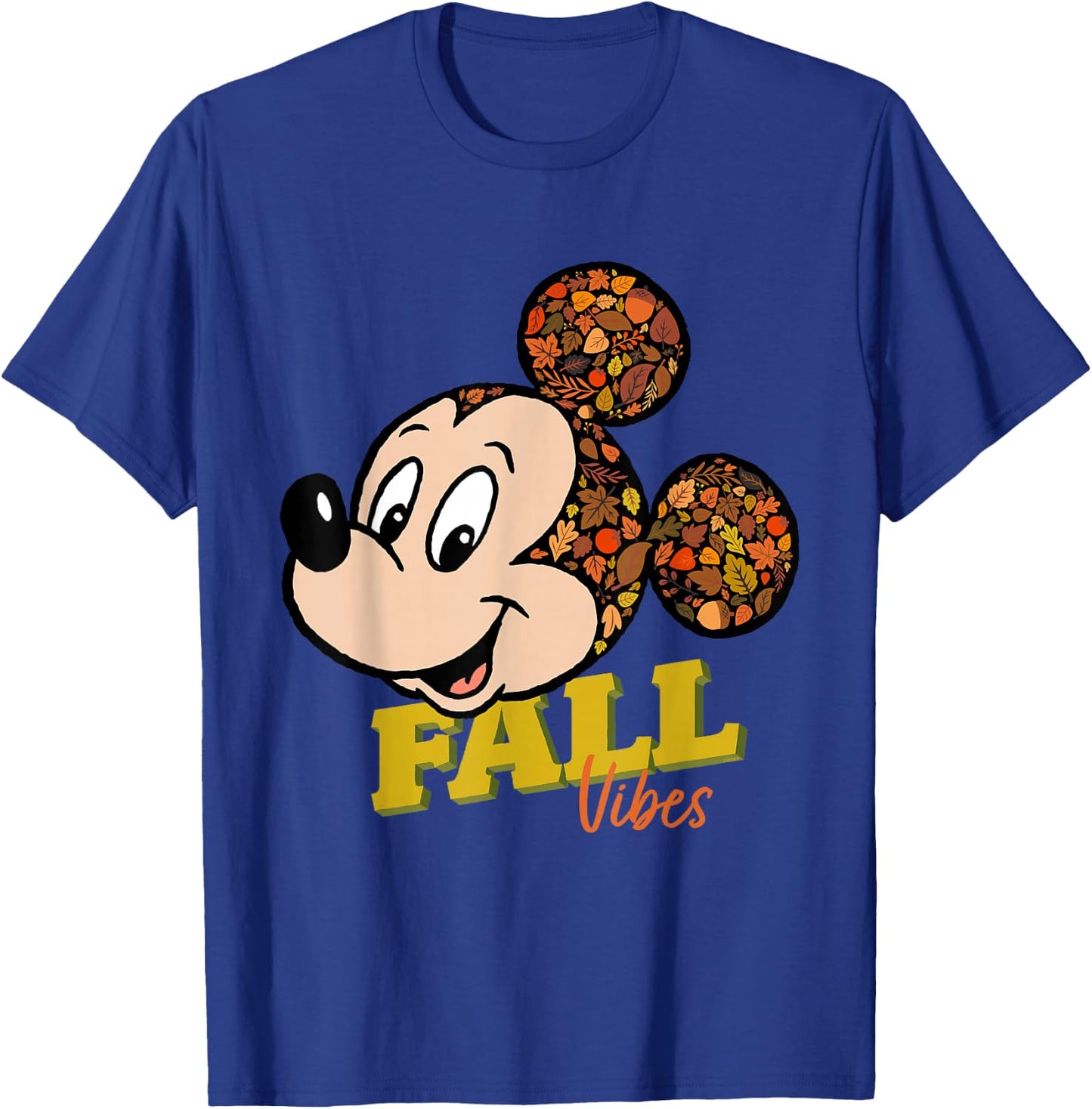 Disney Mickey Mouse Fall Vibes Autumn Leaves T-Shirt - T-Shirt | Royal