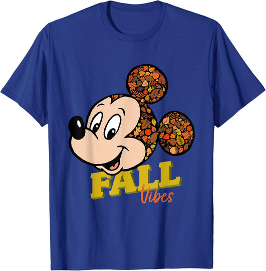 Disney Mickey Mouse Fall Vibes Autumn Leaves T-Shirt - T-Shirt | Royal