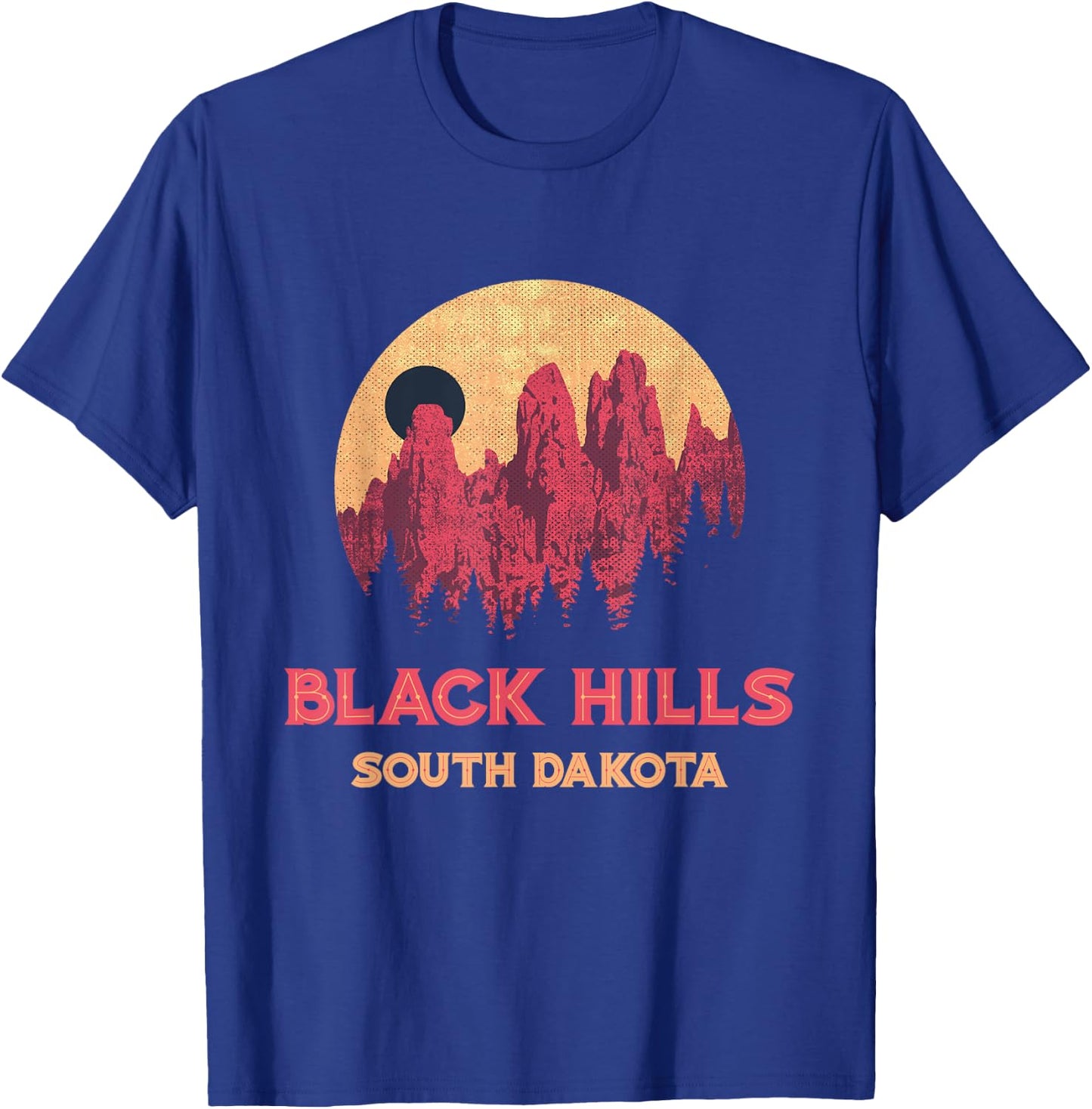 Vintage Black Hills Mountains And Forest South Dakota Travel T-Shirt - T-Shirt | Royal