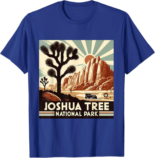 Joshua Tree National Park Vintage Hiking Camping Outdoor T-Shirt - T-Shirt | Royal