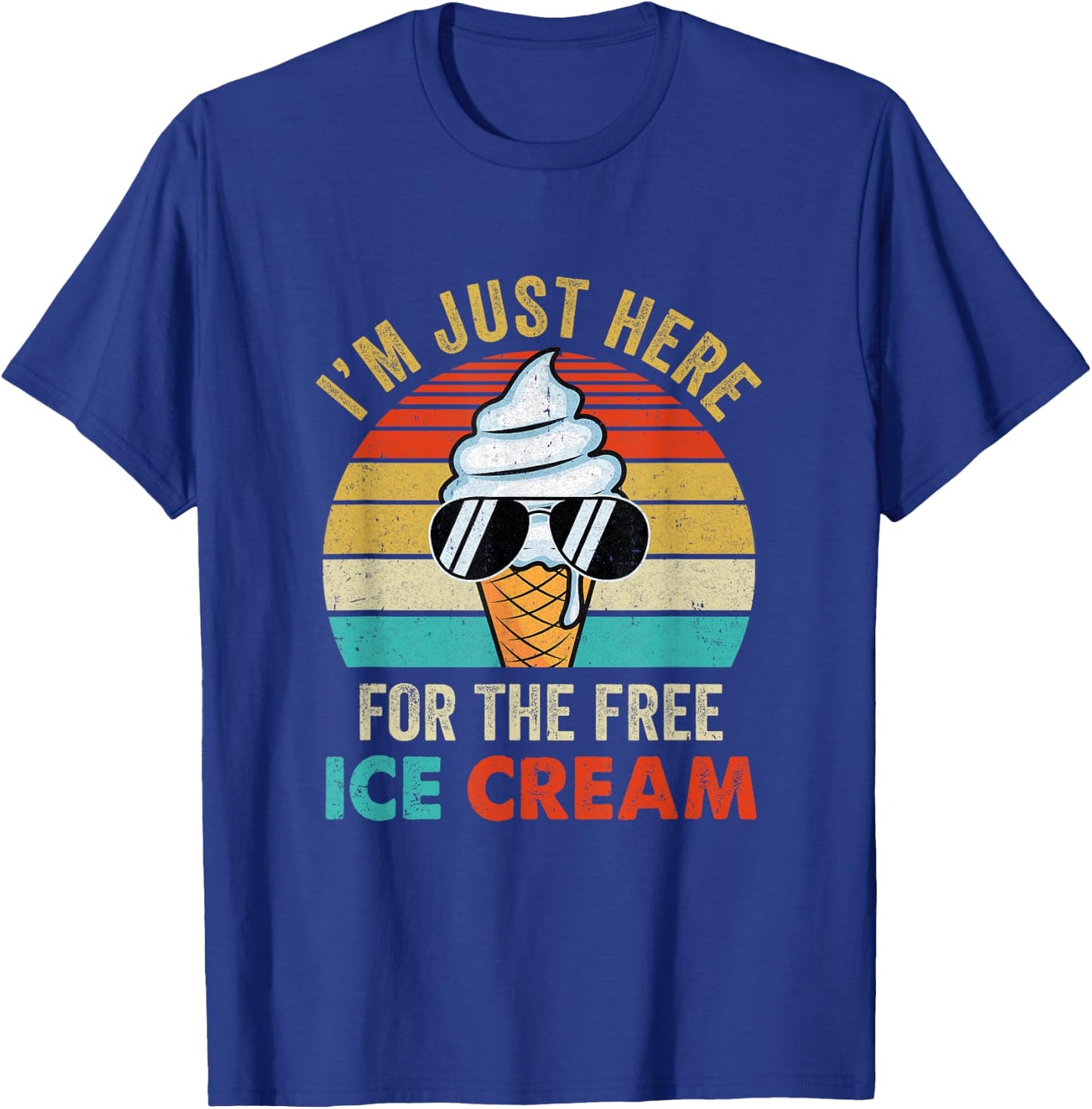 I'm Just Here for The Free Ice Cream Funny Cruise 2025 Retro T-Shirt - T-Shirt | Royal
