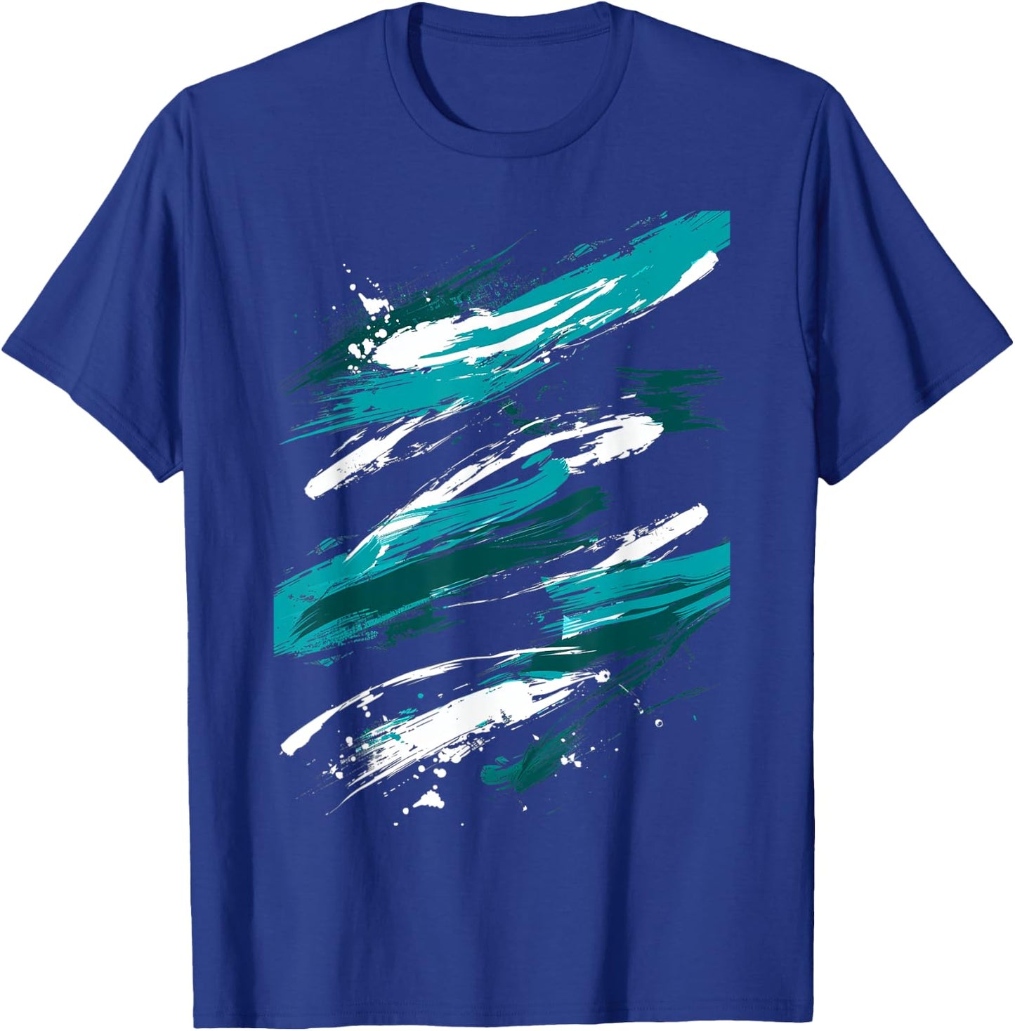 Teal And Black Brush Strokes Graphic T-Shirt - T-Shirt | Royal