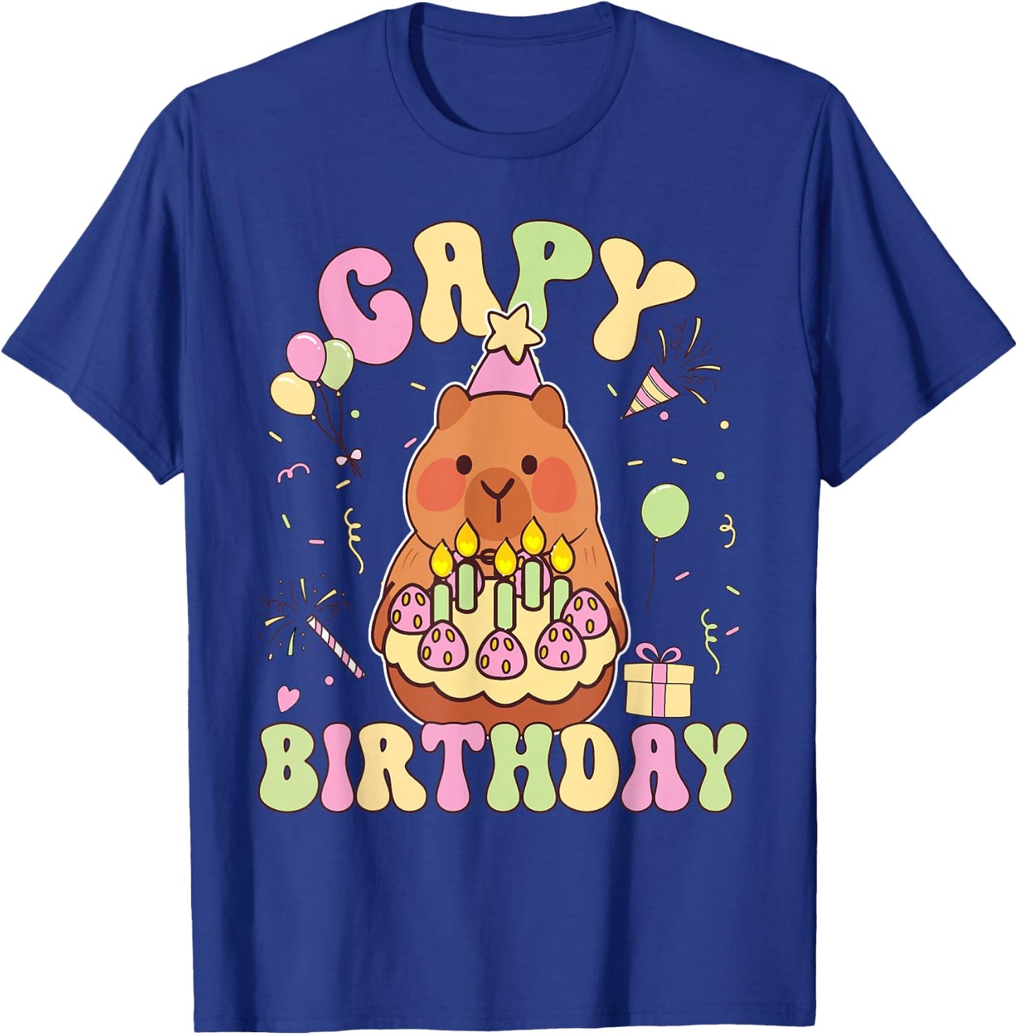 Capy Birthday Funny Capybara Animals Boys Girls Birthday T-Shirt - T-Shirt | Royal