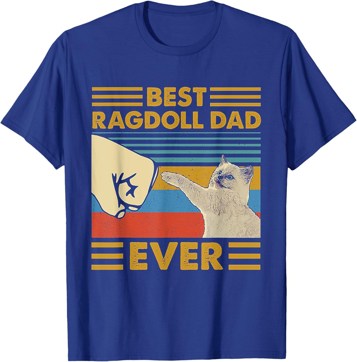 Best Ragdoll Dad Ever Retro Vintage Sunset T-Shirt - T-Shirt | Royal
