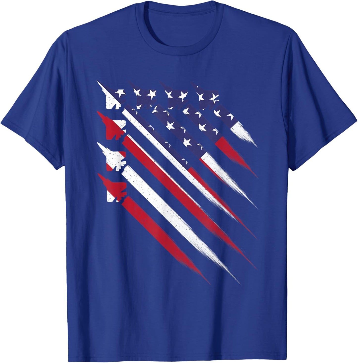Patriotic 4th of July Jet USA American Flag Men Boys T-Shirt - T-Shirt | Royal