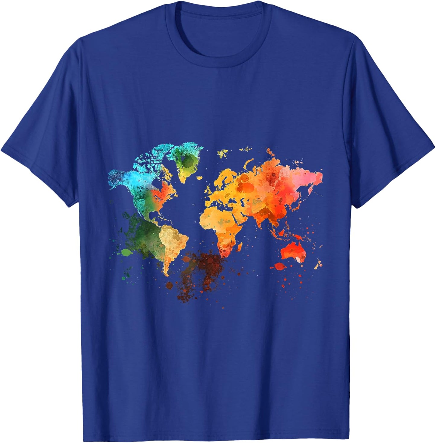 World Map Watercolor T-Shirt - T-Shirt | Royal