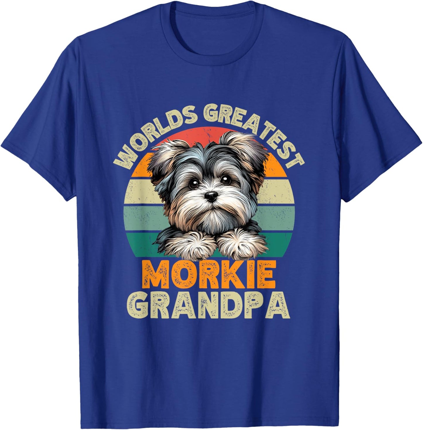 Worlds Greatest Morkie Dog Grandpa Funny Retro Dogs Owner T-Shirt - T-Shirt | Royal