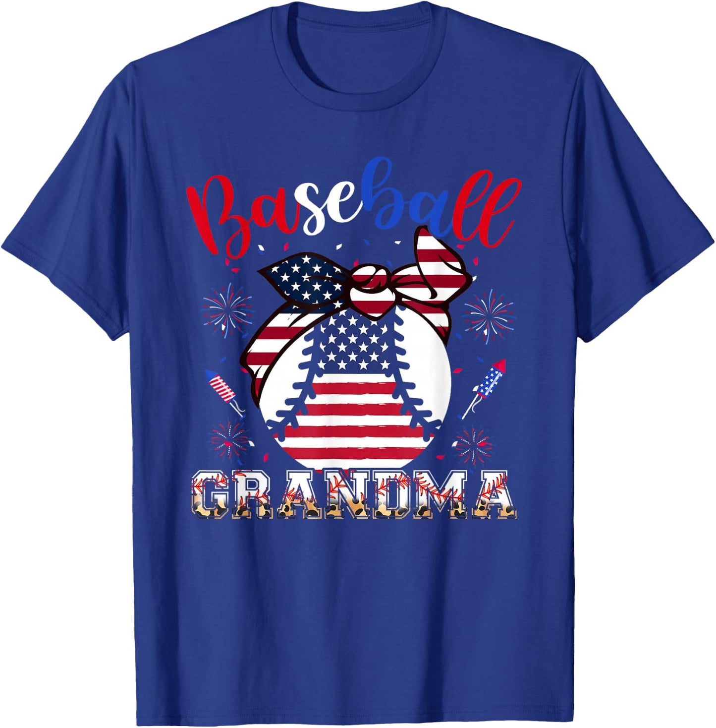 Baseball Grandma Headband Baseball Ball 4th Of July Nana T-Shirt - T-Shirt | Royal