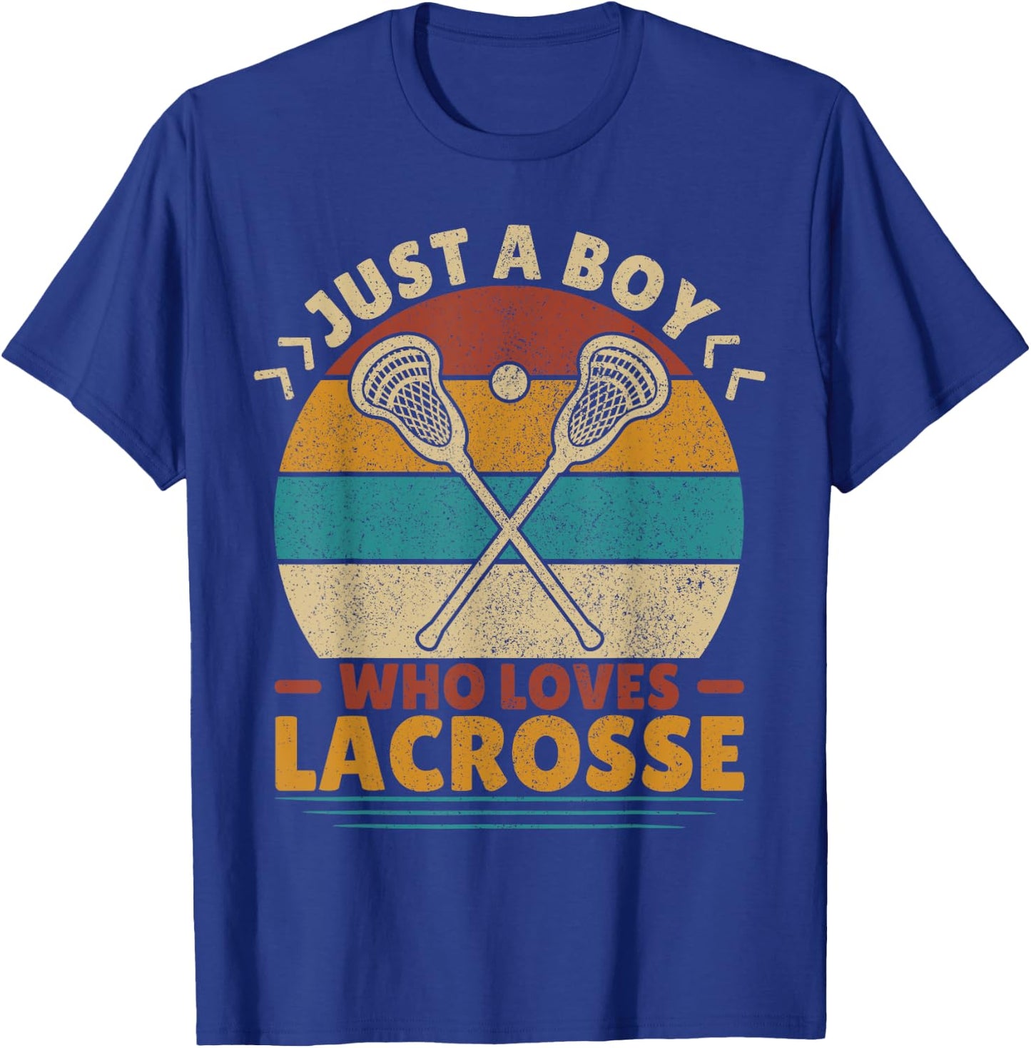 Just A Boy Who Loves Lacrosse Player Lax Lovers Boy Lacrosse T-Shirt - T-Shirt | Royal