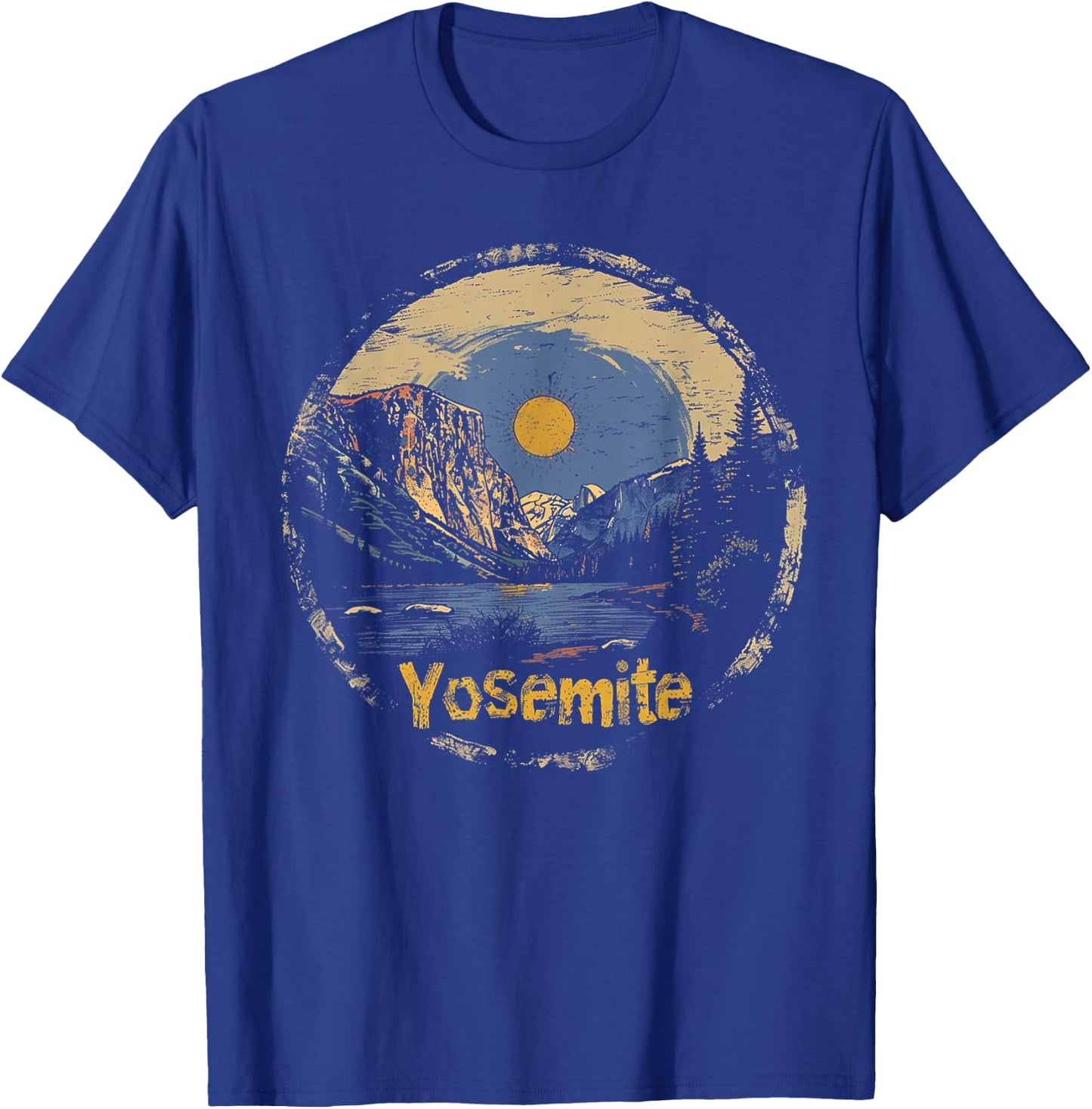 Yosemite - US National Park Vintage Men Women Kids Retro T-Shirt - T-Shirt | Royal