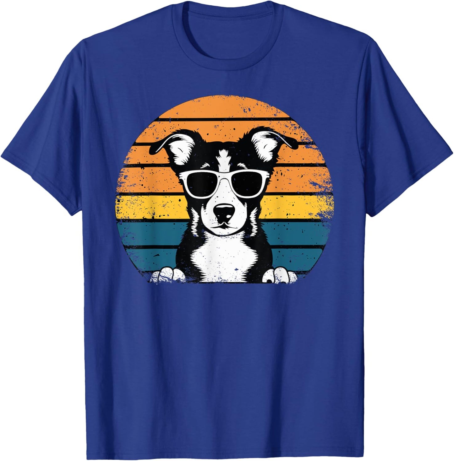 Funny Dog with Sunglasses Vintage T-Shirt - T-Shirt | Royal