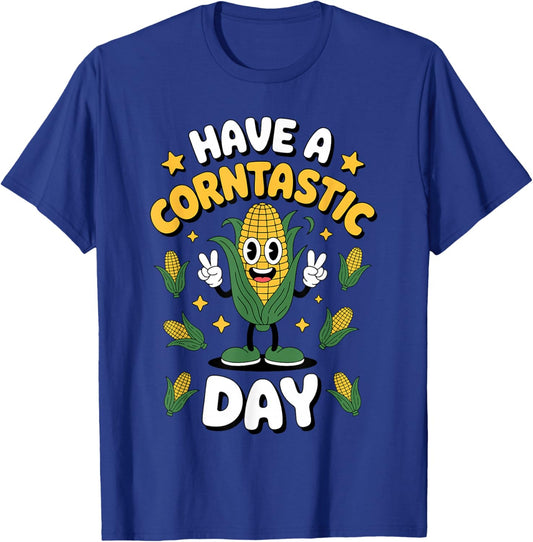Funny Corn On The Cob Art Women Kids Farmer Corn T-Shirt - T-Shirt | Royal