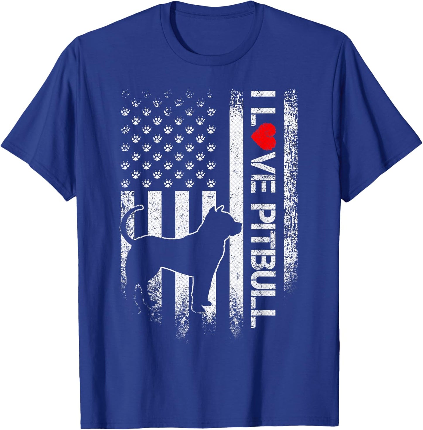 Vintage USA Flag I Love My Pitbull Dog Heart Funny Kids Men T-Shirt - T-Shirt | Royal