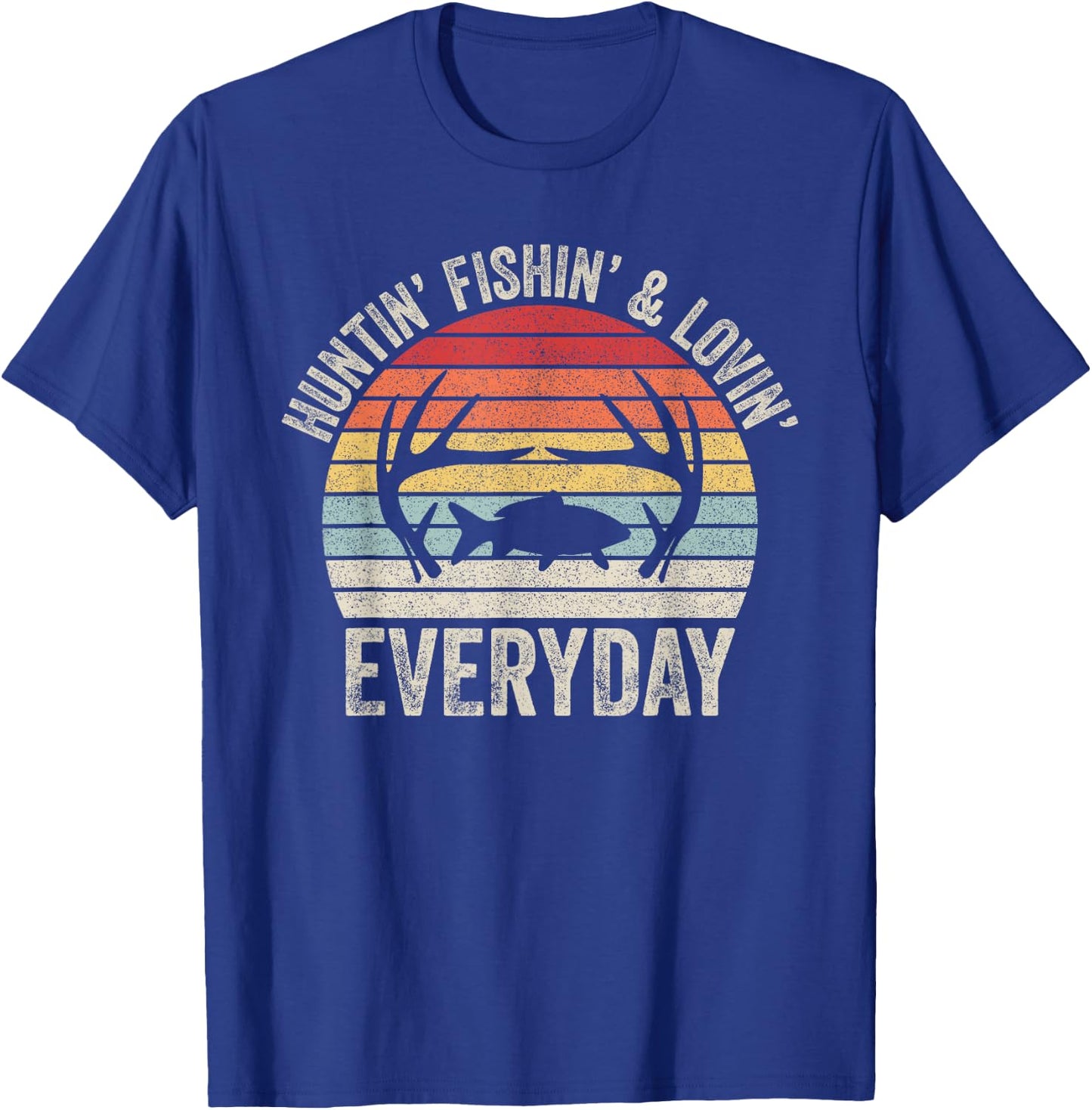 Vintage Retro Hunting Fishing Loving Everyday T-Shirt - T-Shirt | Royal