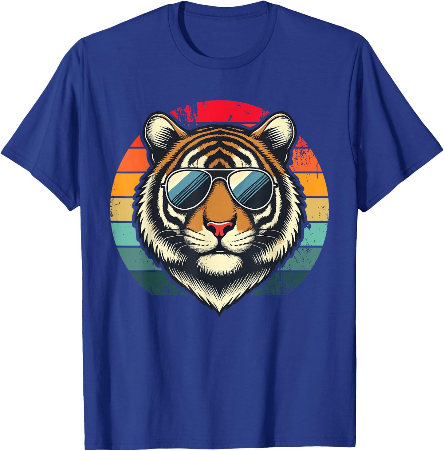 Retro Tiger in Sunglasses Men Women Kids Novelty Funny Tiger T-Shirt - T-Shirt | Royal