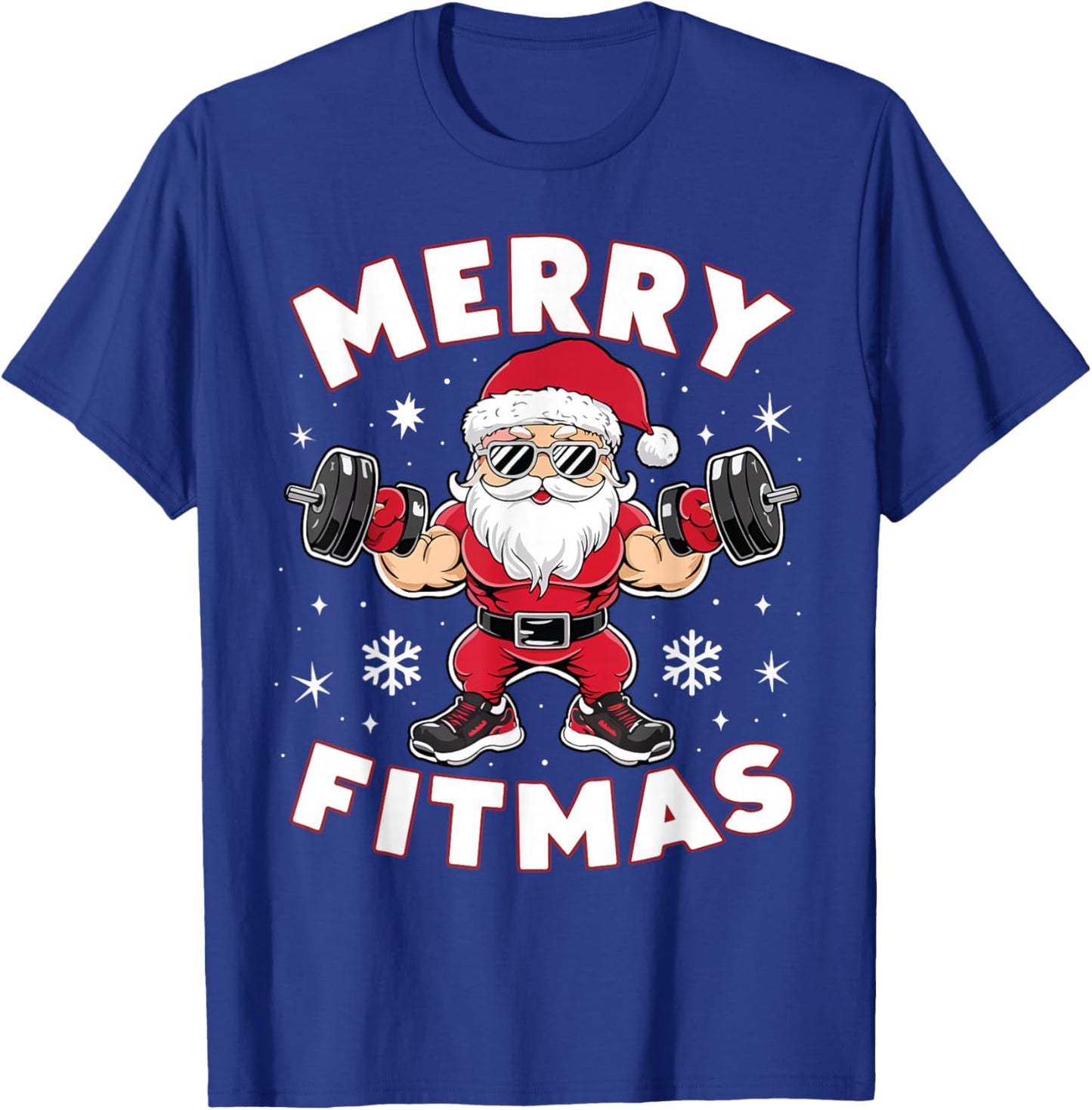Christmas Santa Xmas Fitness Ugly Christmas Merry Fitmas T-Shirt - T-Shirt | Royal