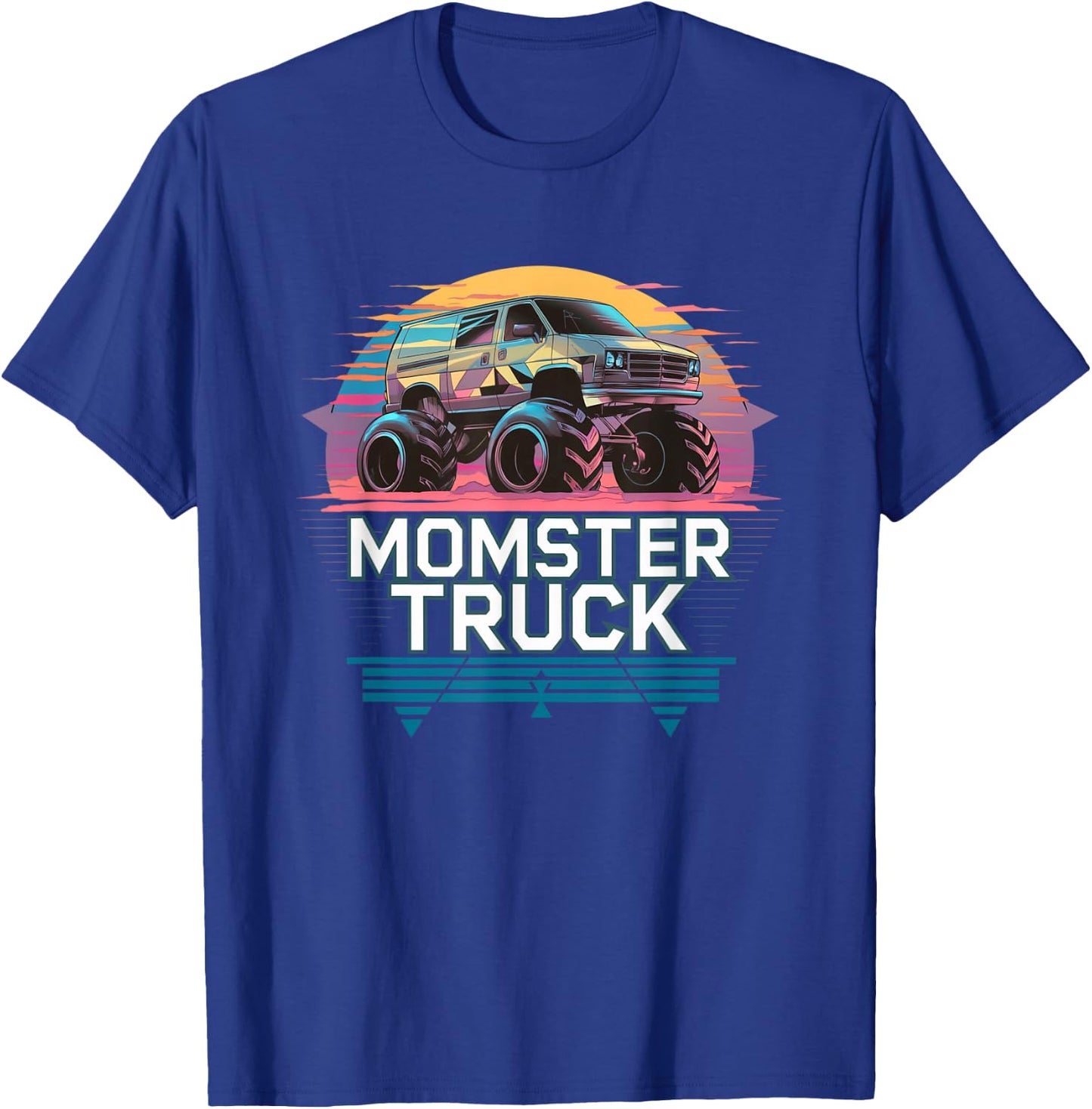 Momster Truck Retro Van Cool Mom School Drop Off T-Shirt - T-Shirt | Royal