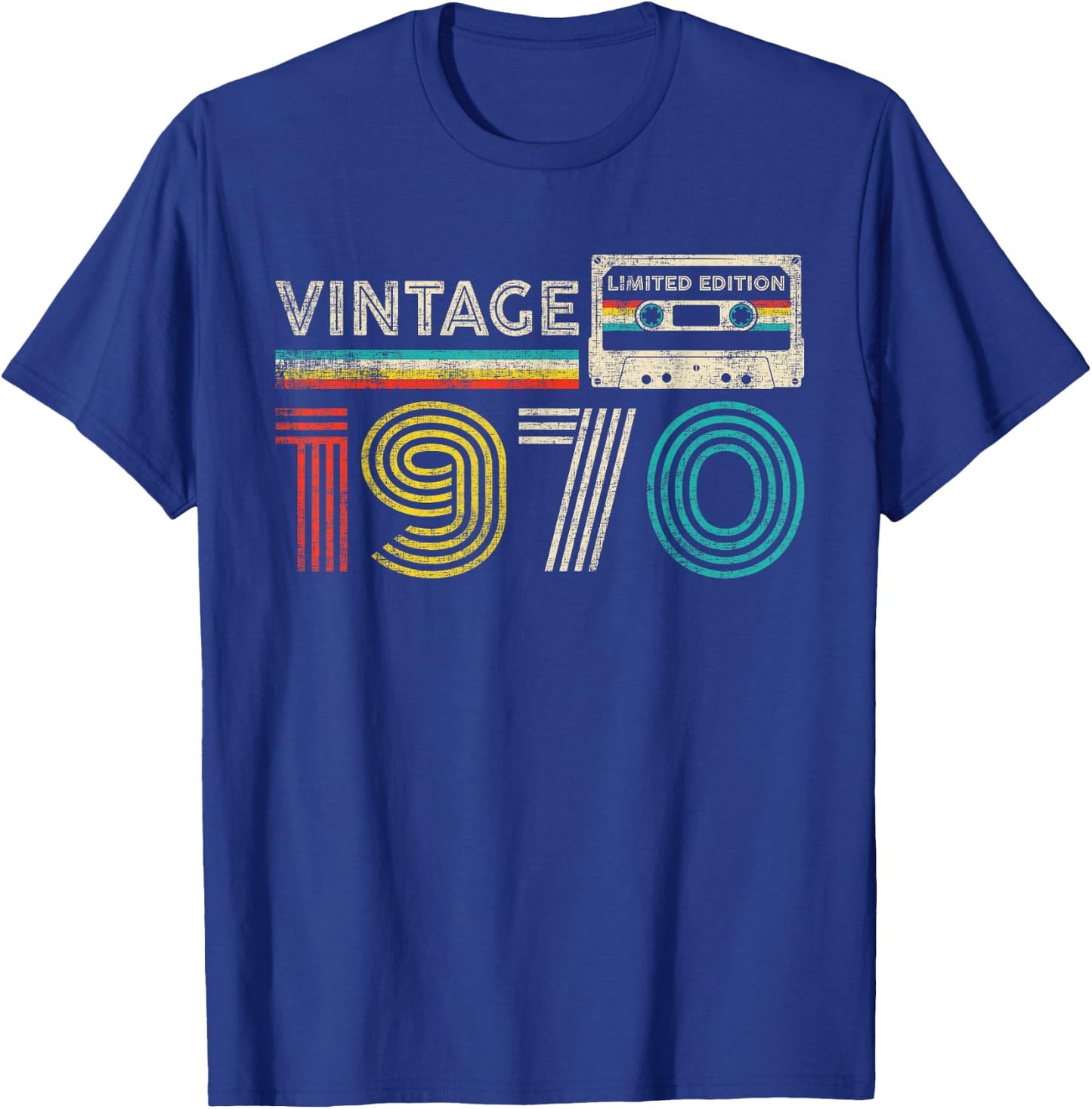 Vintage 1970 55th Birthday Gifts Classic 1970 Cassette Tape T-Shirt - T-Shirt | Royal