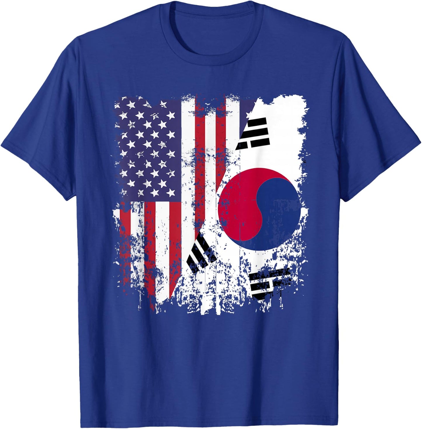 Korean Roots Half American Flag Korea Flag T-Shirt - T-Shirt | Royal