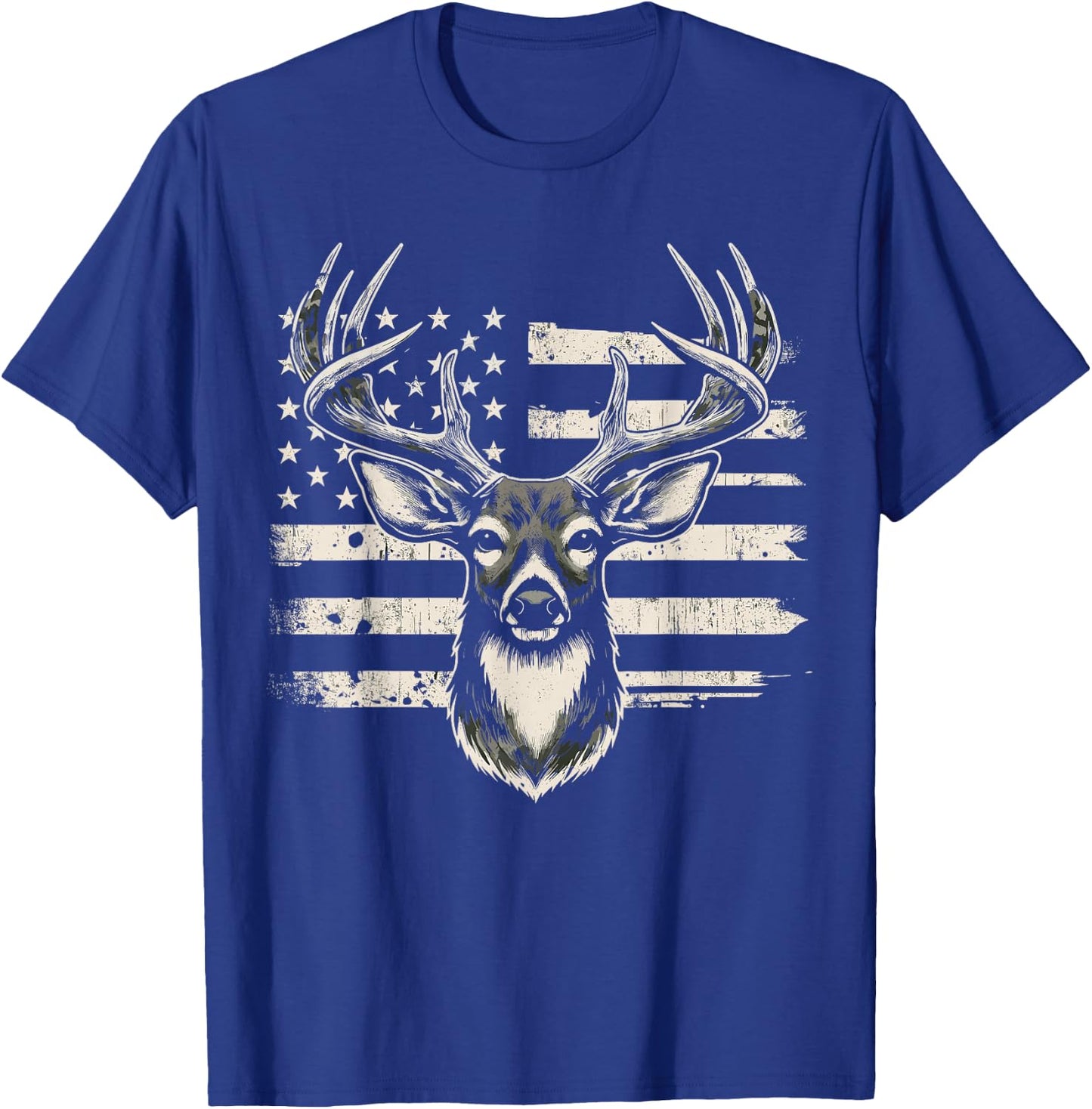 Deer Hunting USA Flag American T-Shirt - T-Shirt | Royal