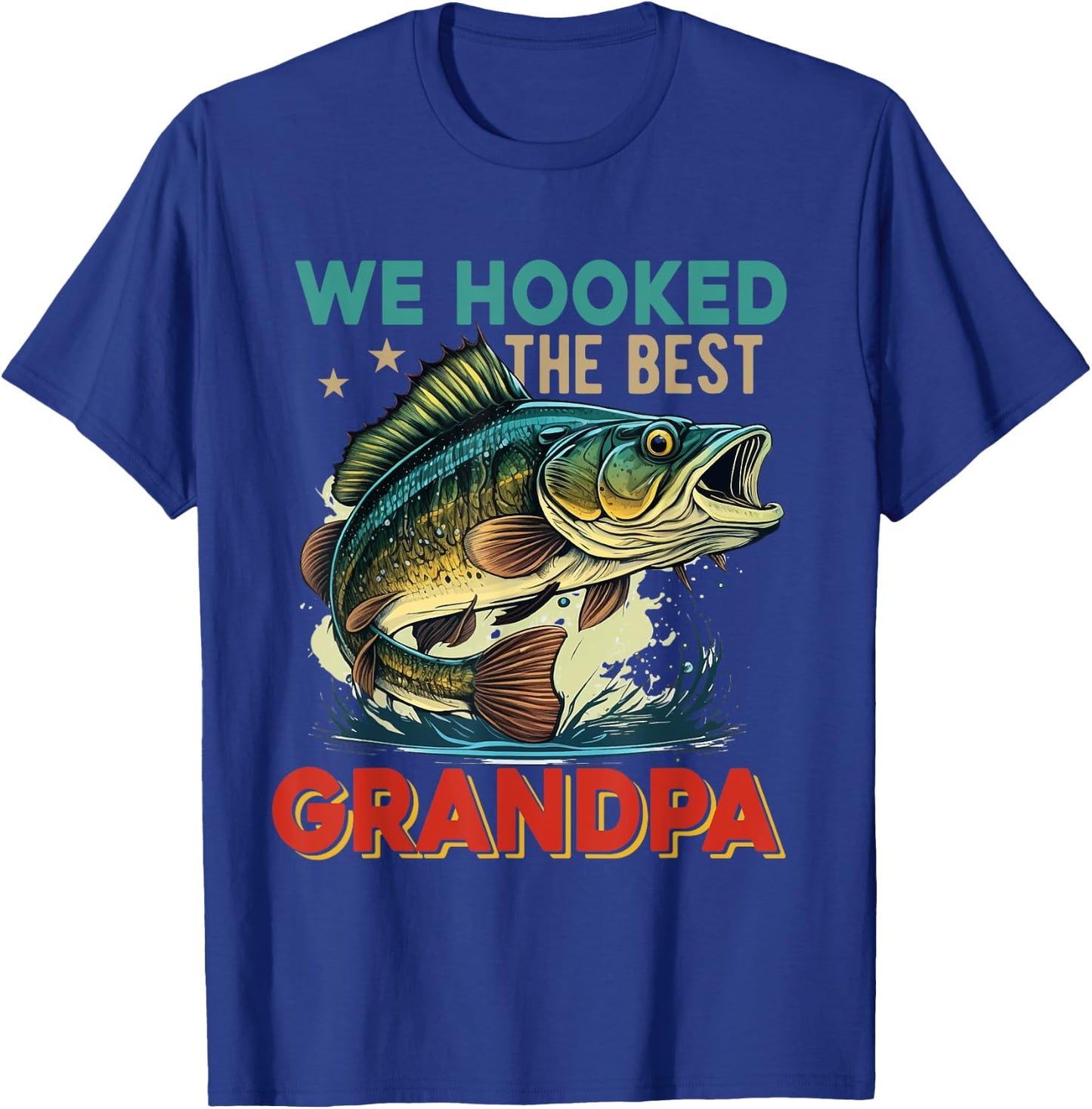 Vintage Retro We Hooked The Best Grandpa Father's Day Fisher T-Shirt - T-Shirt | Royal