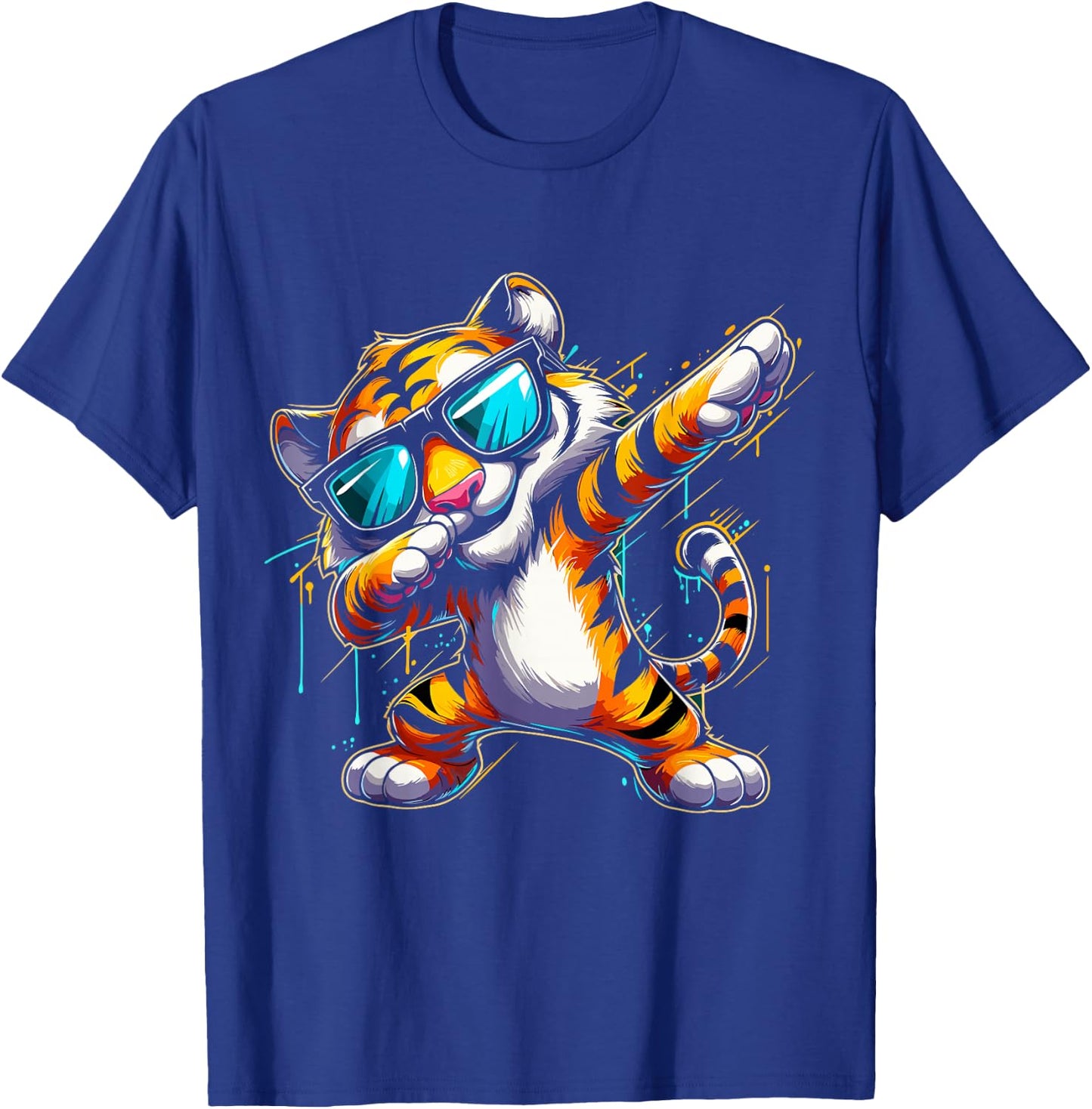 Dabbing Tiger With Sunglasses Cool Dabbing Tiger T-Shirt - T-Shirt | Royal