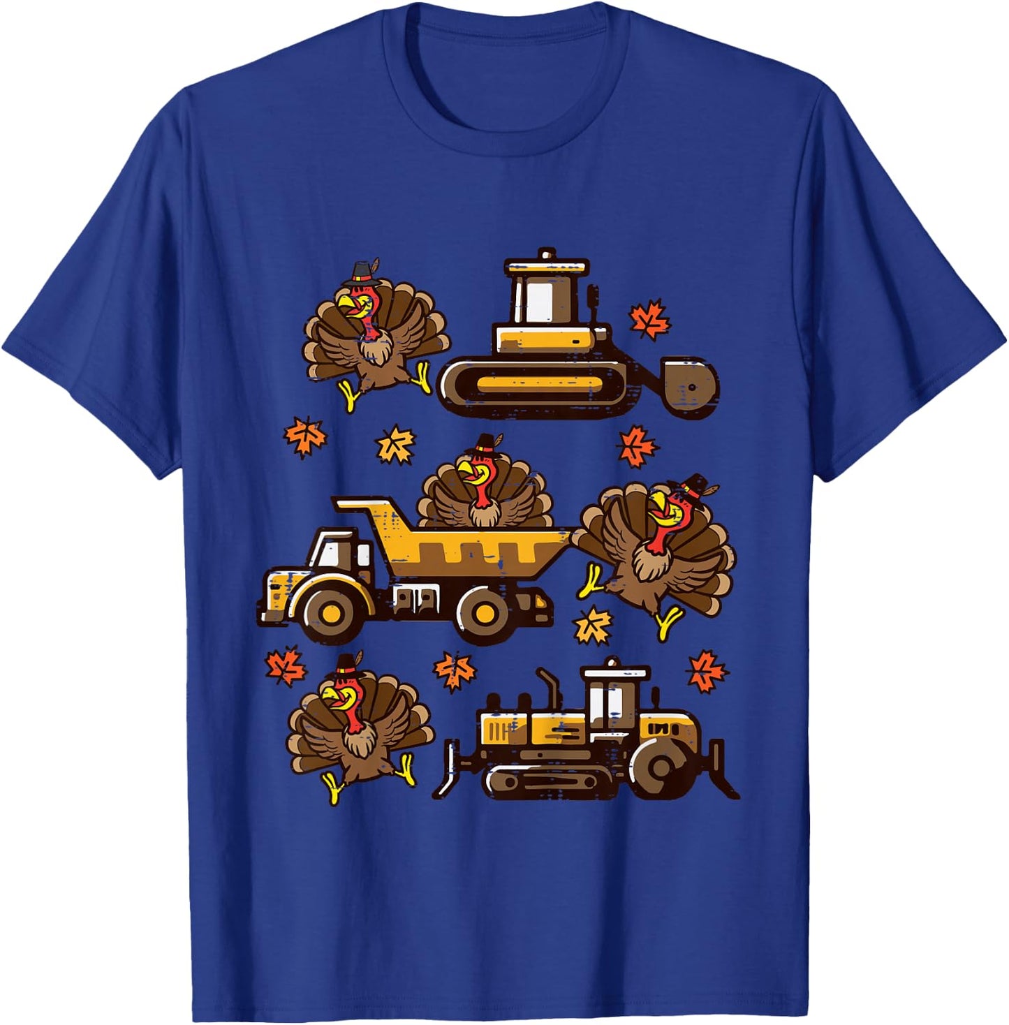 Kids Thanksgiving Construction Trucks Fall Toddler Boys Kid Youth T-Shirt - T-Shirt | Royal