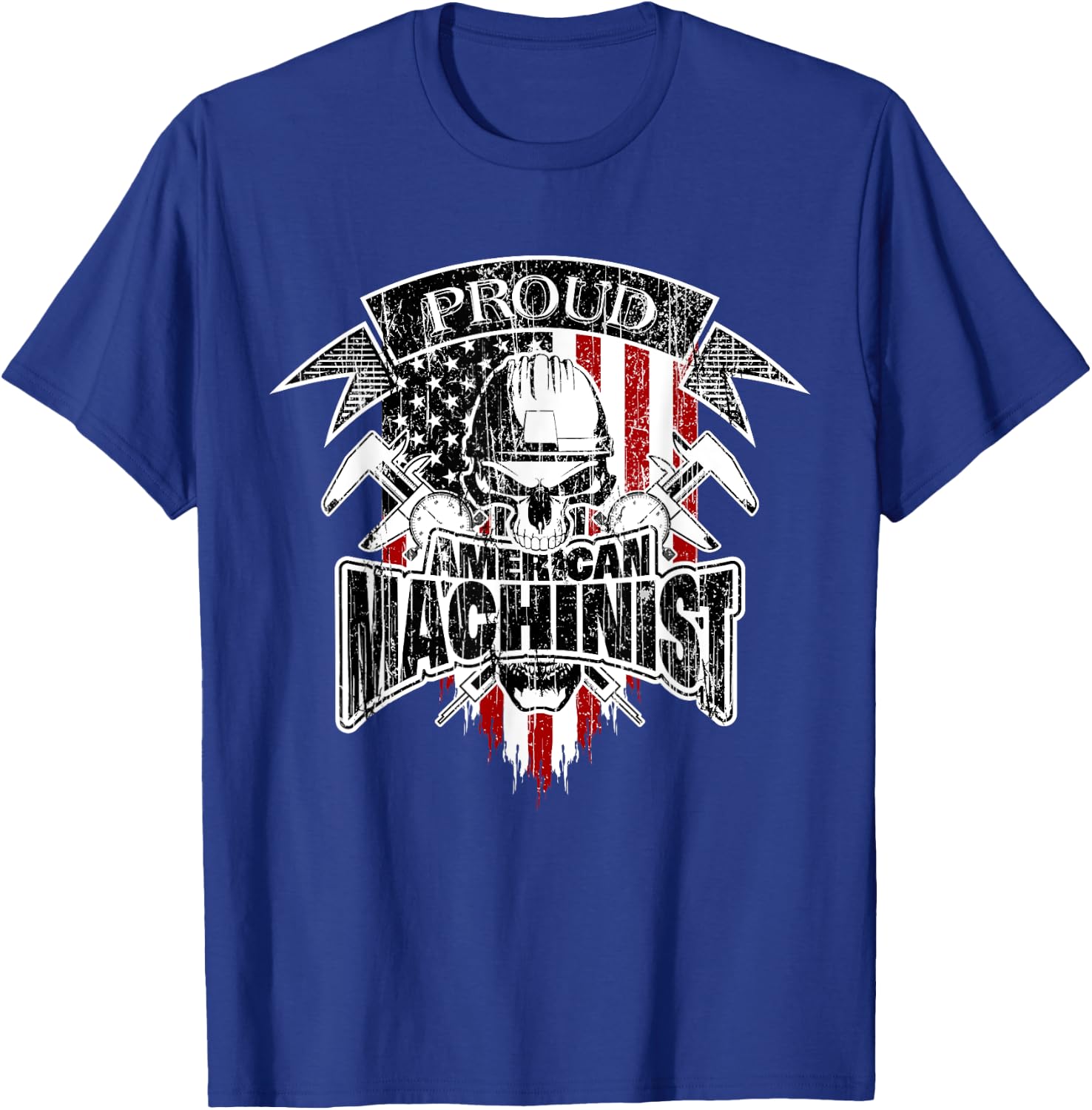 Proud Patriotic Machinist with American Flag Women Men T-Shirt - T-Shirt | Royal