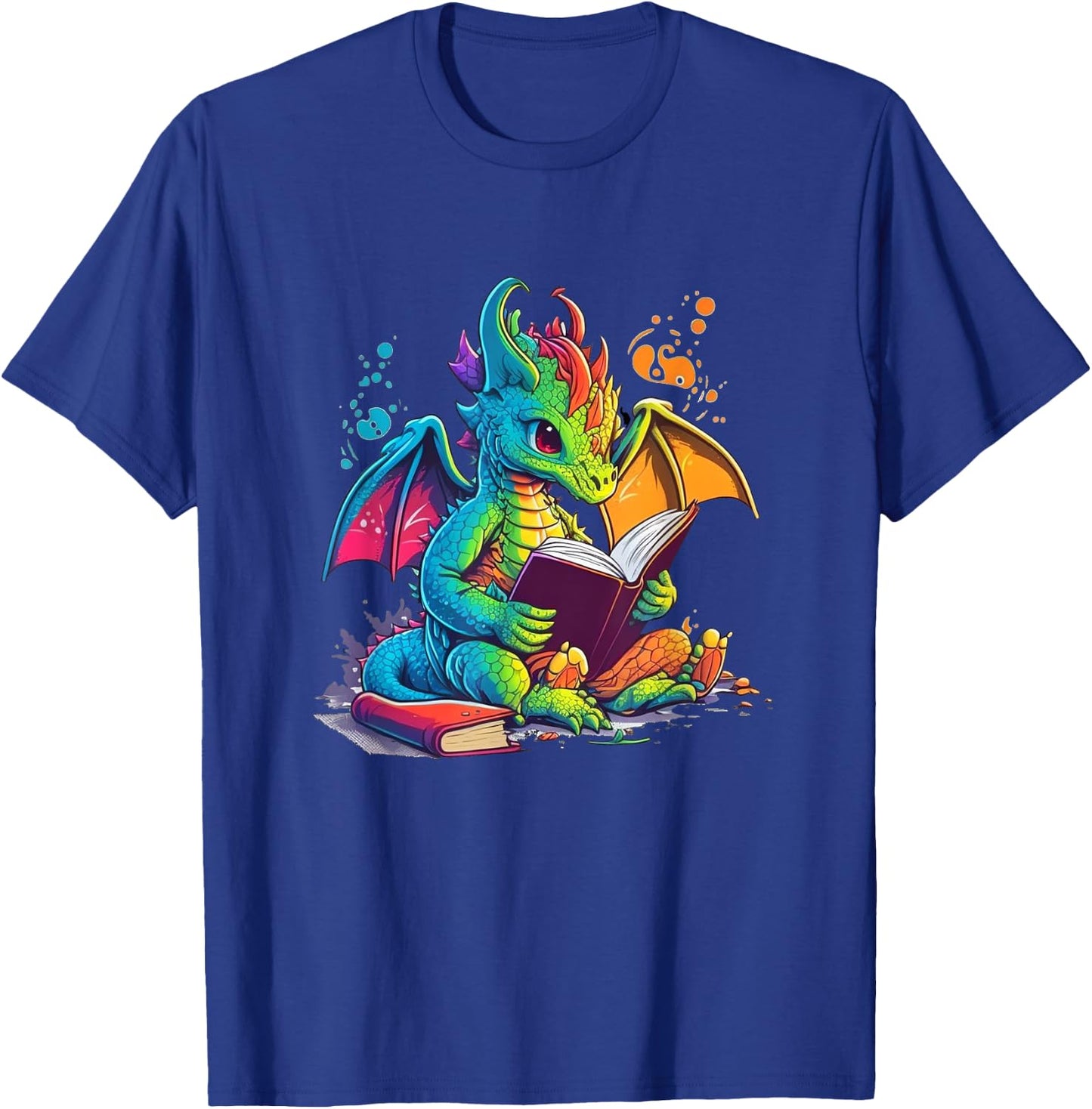 Cute Dragon Reading Book T-Shirt - T-Shirt | Royal