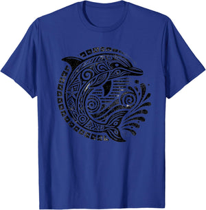 Grunge Hawaiian Tribal Dolphin T-Shirt - T-Shirt | Royal