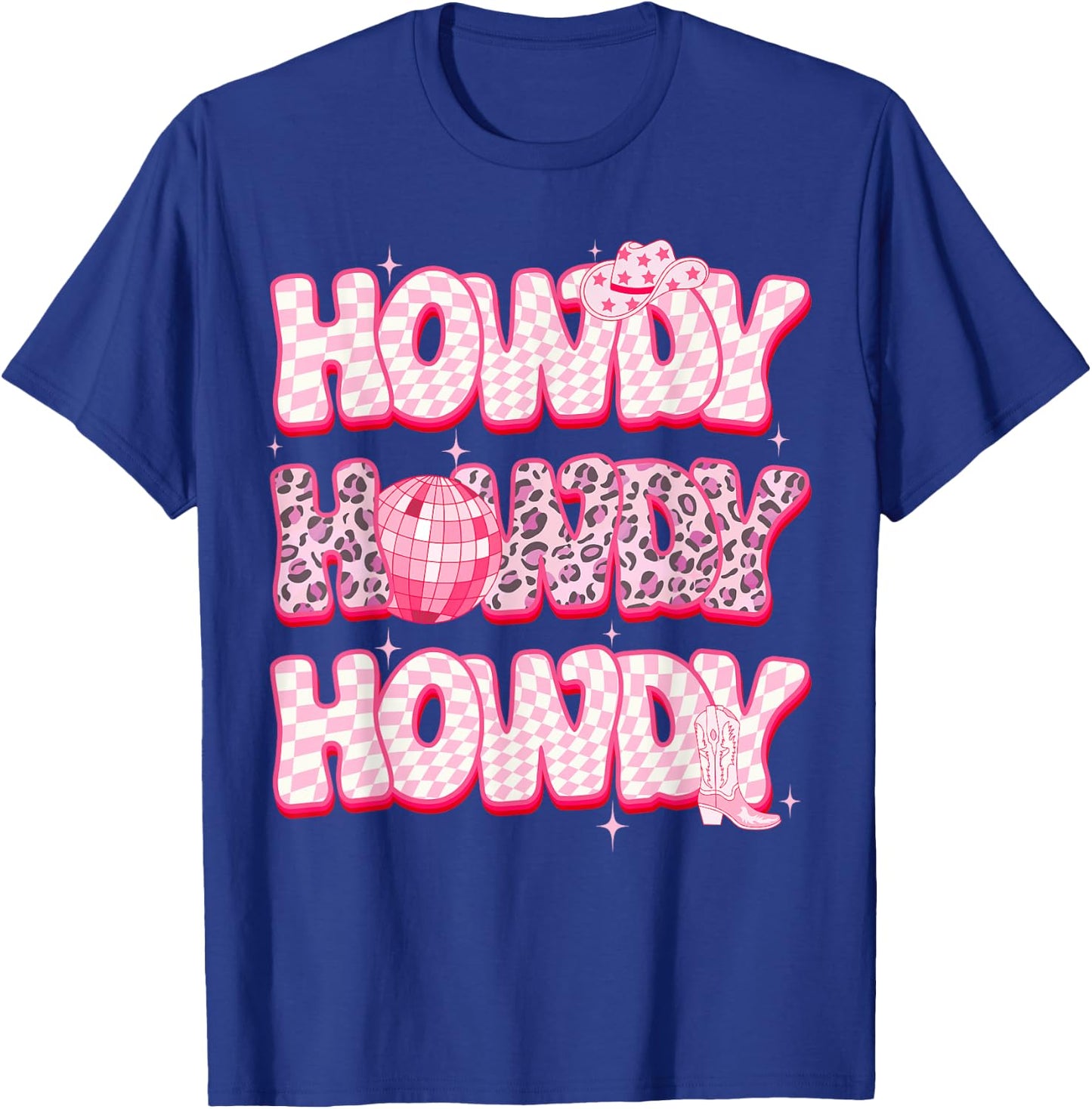 Disco Howdy Western Rodeo Girl Country Pink Cowgirl Leopard T-Shirt - T-Shirt | Royal