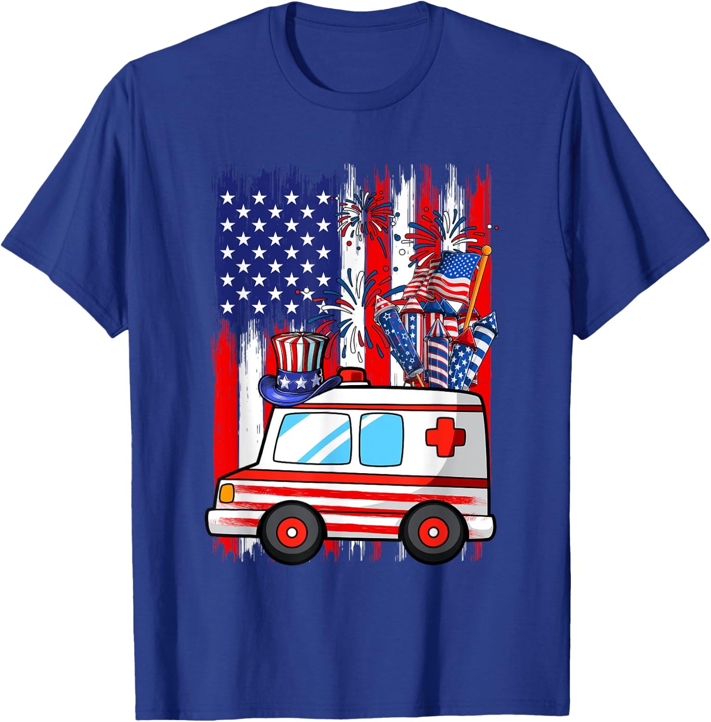 Red Blue White Costume Ambulance 4th Of July Proud Flag Kids Men T-Shirt - T-Shirt | Royal