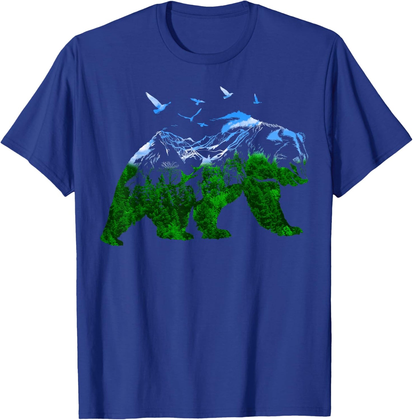 Bear Nature Outdoor Mountains Forest Trees Bear Wildlife T-Shirt - T-Shirt | Royal