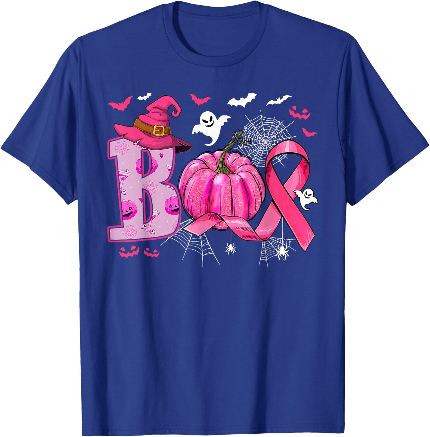 Breast Cancer Awareness Boo Ghost Halloween Women Kids T-Shirt - T-Shirt | Royal