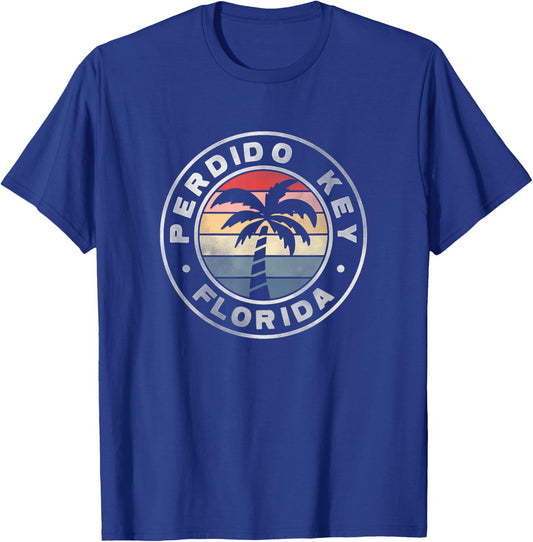 Perdido Key Florida Sunset Palm Trees Beach Retro T-Shirt - T-Shirt | Royal