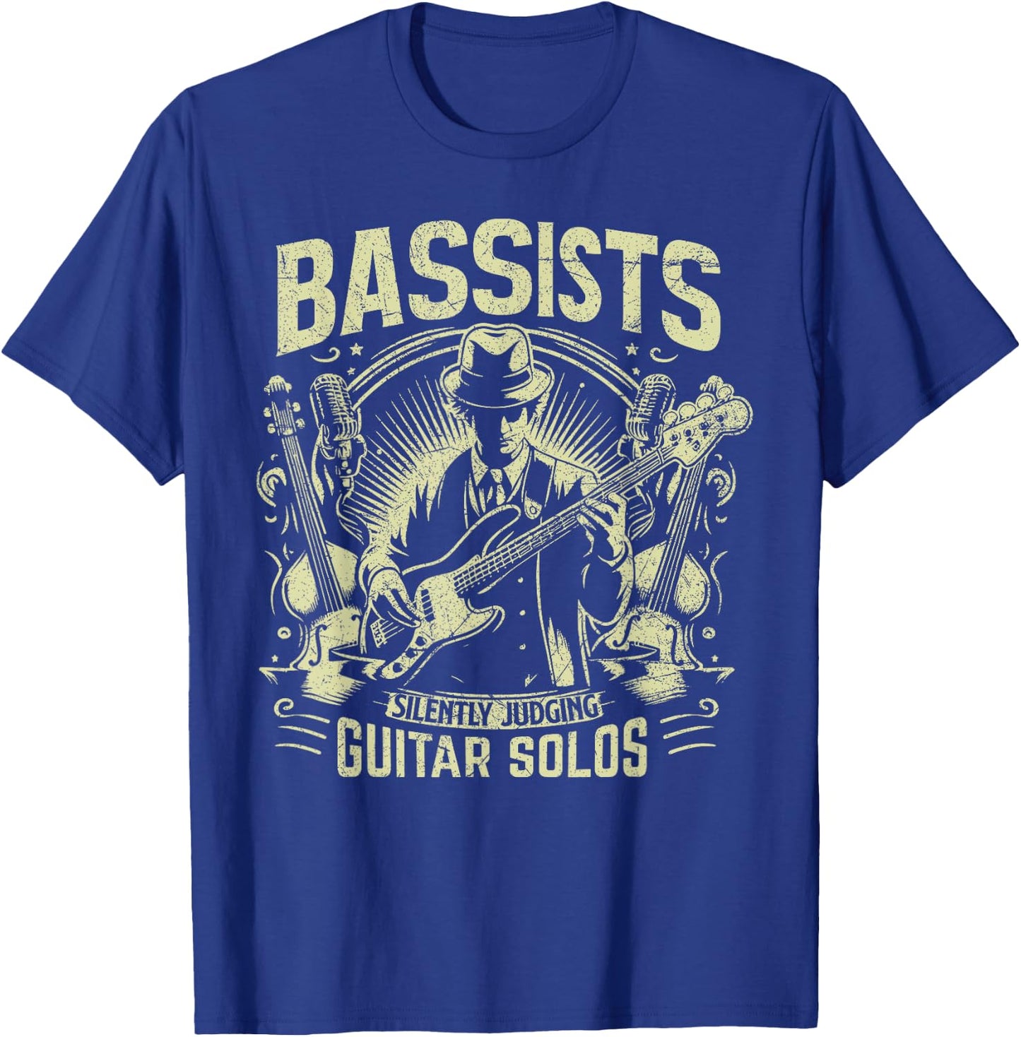 Bassists silently judging Guitar Solos Bass Player T-Shirt - T-Shirt | Royal