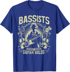 Bassists silently judging Guitar Solos Bass Player T-Shirt - T-Shirt | Royal