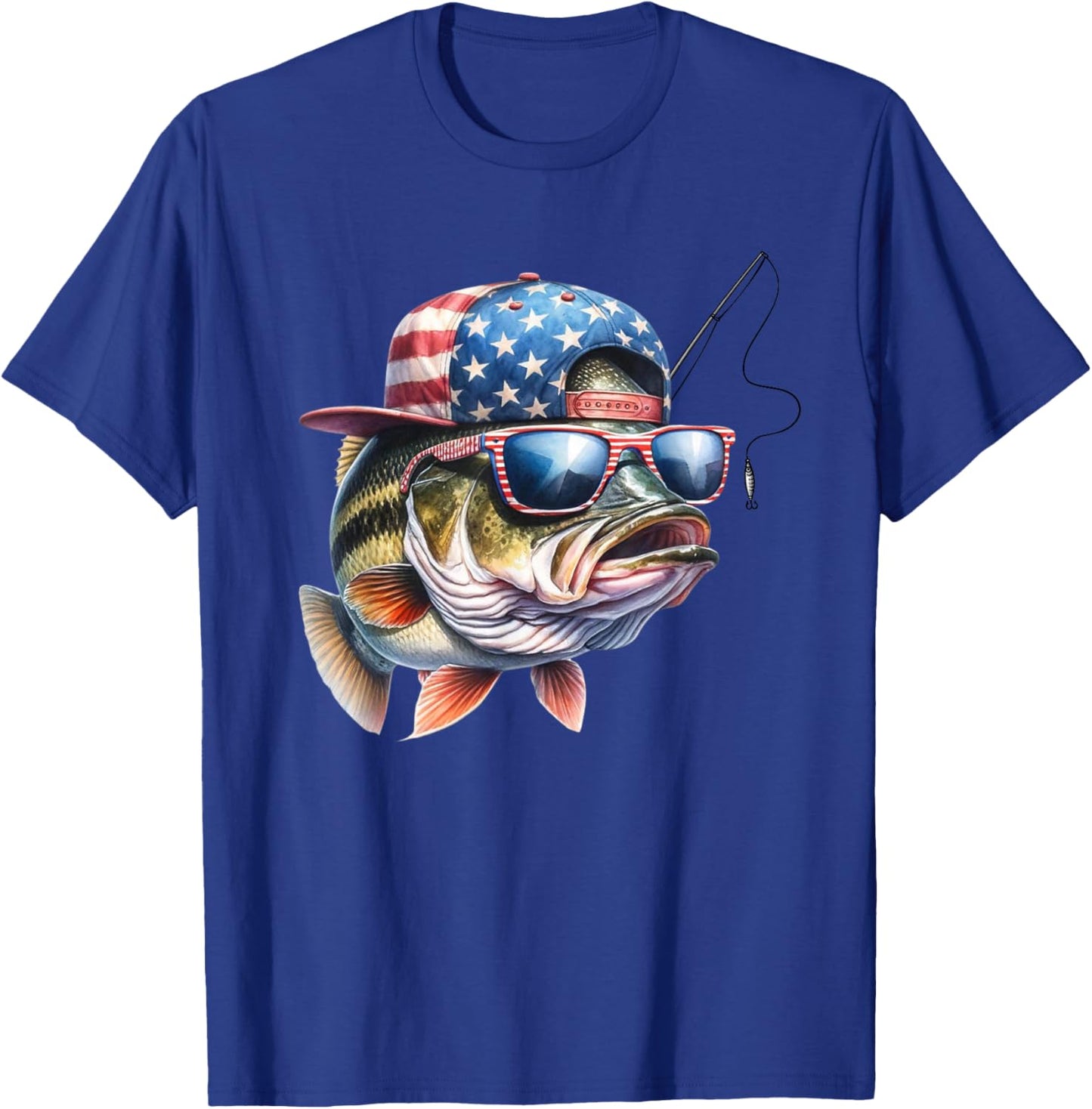 Funny Fishing & Fisherman Gift American Flag T-Shirt - T-Shirt | Royal