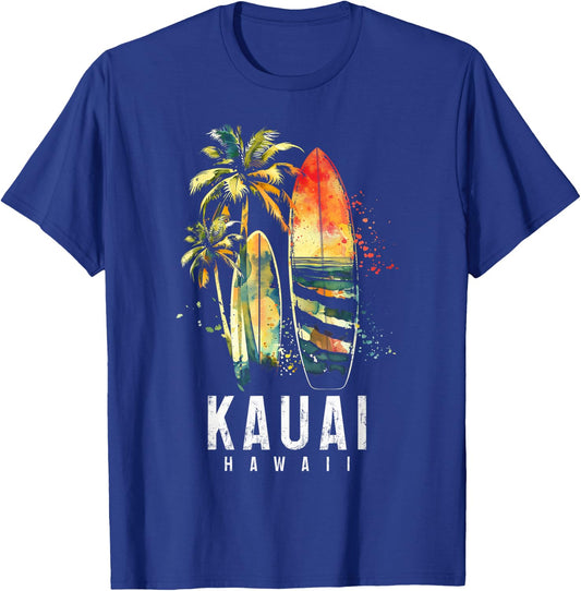 Kauai Hawaii Surf Hawaiian Vintage Surfing Surfer T-Shirt - T-Shirt | Royal