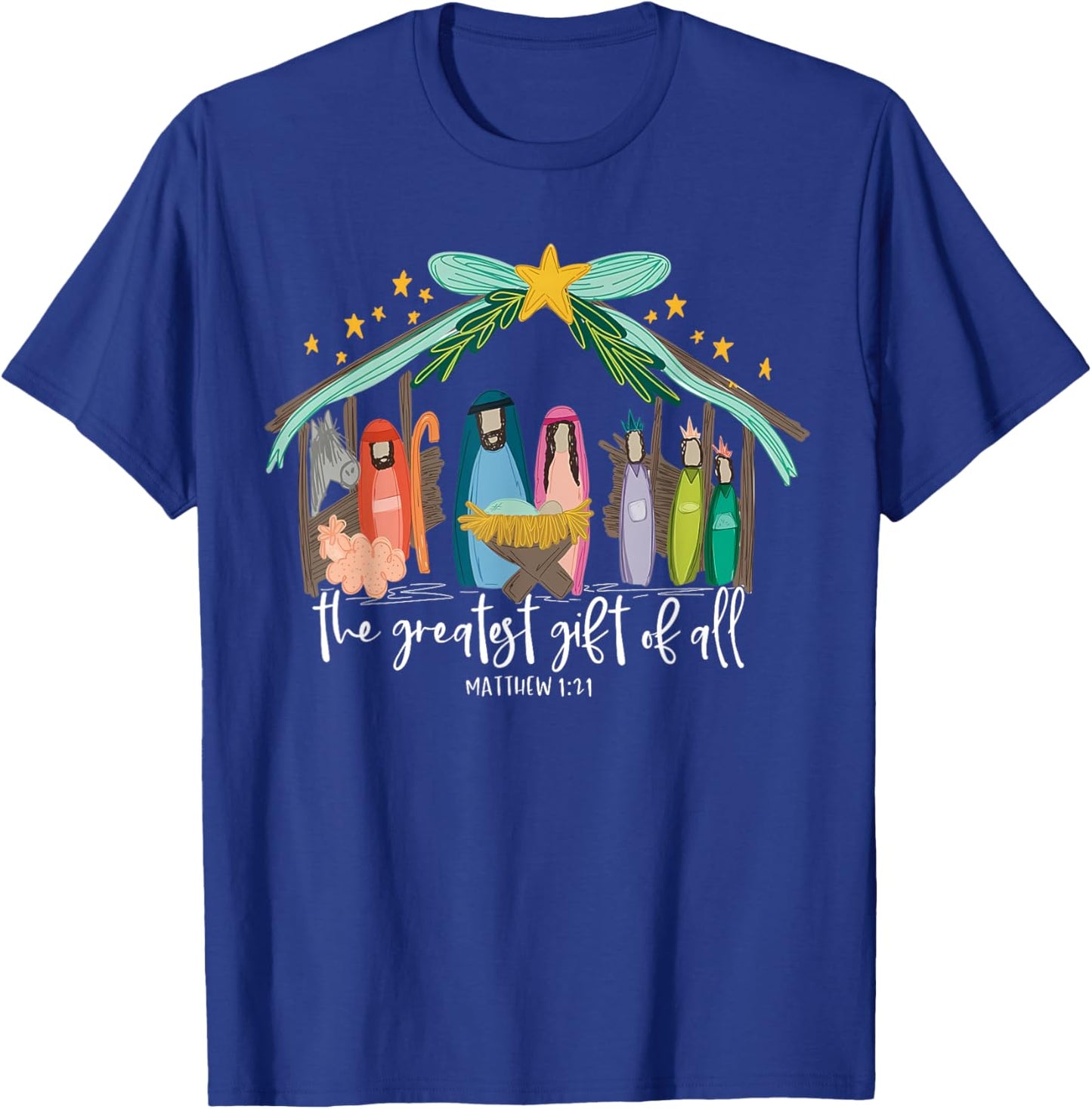 Greatest Gift Of All Nativity Christmas Baby Jesus Christian T-Shirt - T-Shirt | Royal