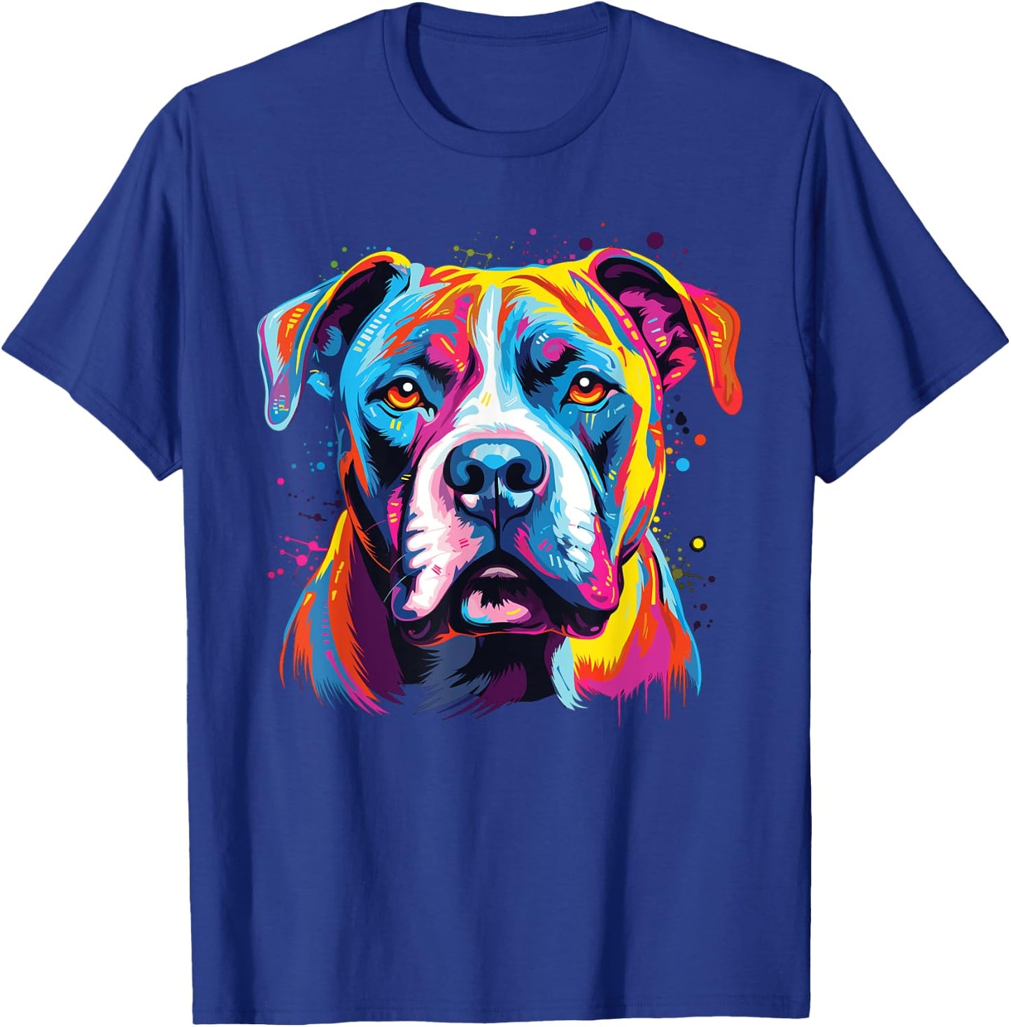 Watercolor Colorful American Bulldog Dog T-Shirt - T-Shirt | Royal