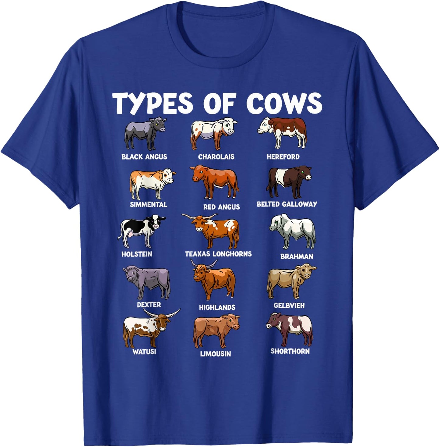 Types Of Cows Funny Farmer Cow Costume Cute Farming T-Shirt - T-Shirt | Royal