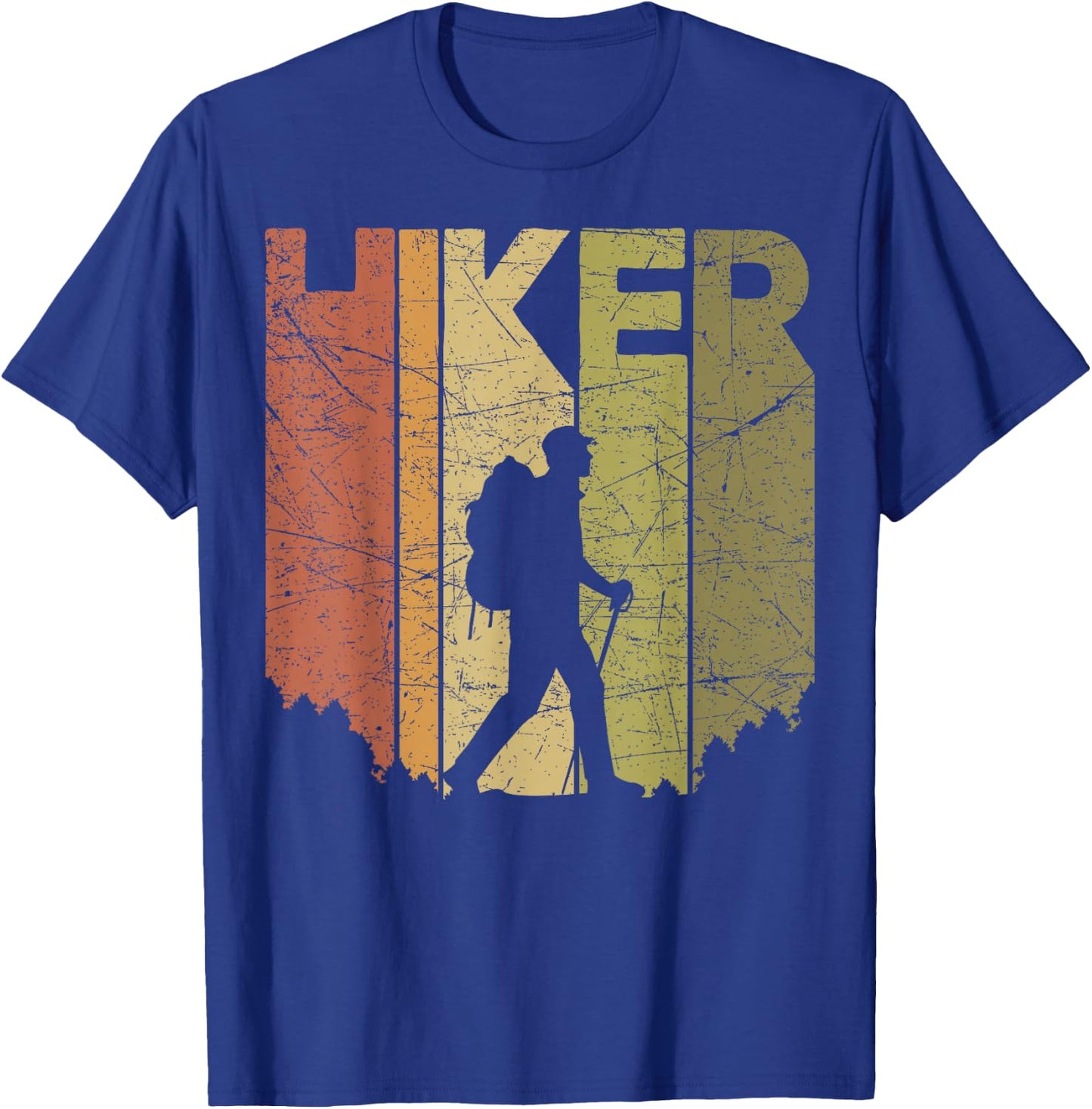 Hiker Vintage Outdoor Hiking Retro Mountain Hiker Graphic T-Shirt - T-Shirt | Royal