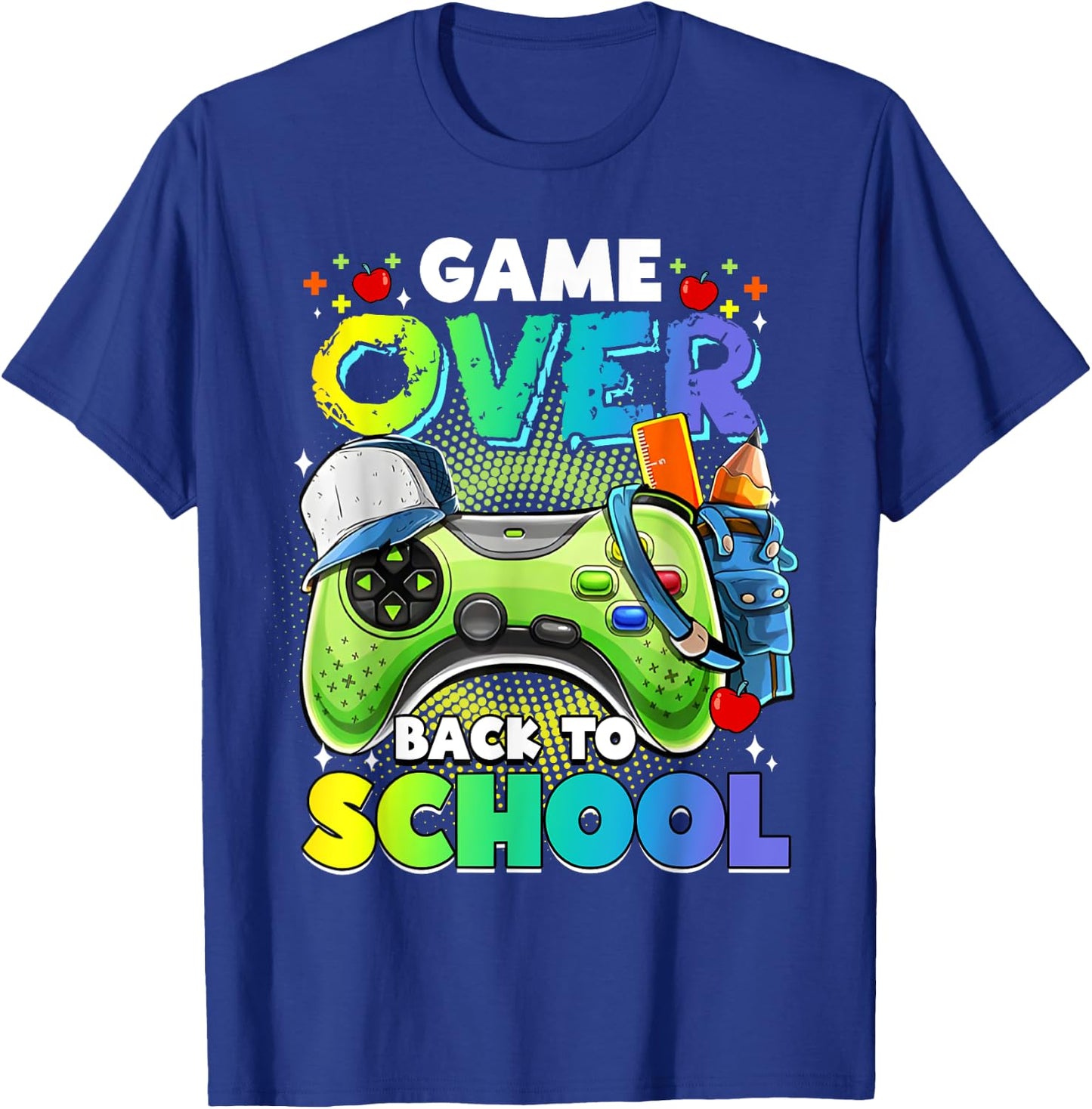 Back To School , Boys, Kids Game Over Back To School T-Shirt - T-Shirt | Royal