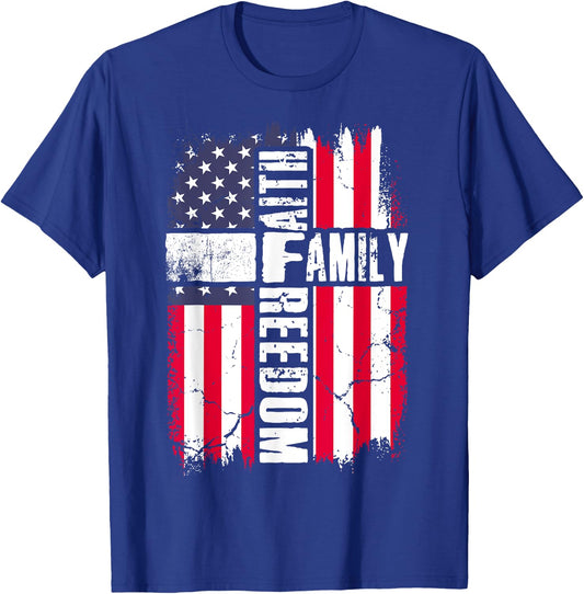 Faith Family Freedom - Patriotic Christian Jesus Bible Psalm T-Shirt - T-Shirt | Royal