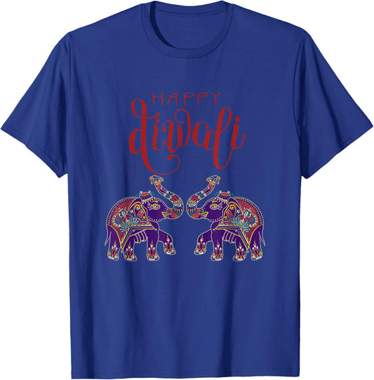 Colorful Elephant Happy Deepavali Diwali for Hindus T-Shirt - T-Shirt | Royal