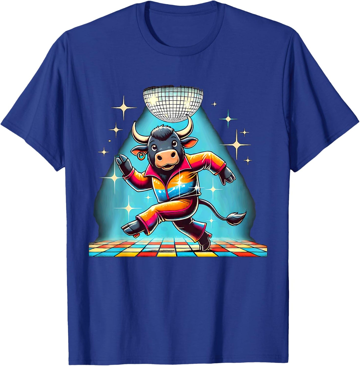 Aesthetic Ox Bull Disco T-Shirt - T-Shirt | Royal