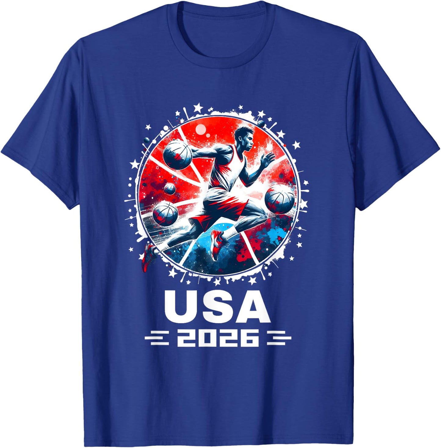 Basketball USA Go USA Team USA Flag 2026 Basketball T-Shirt - T-Shirt | Royal