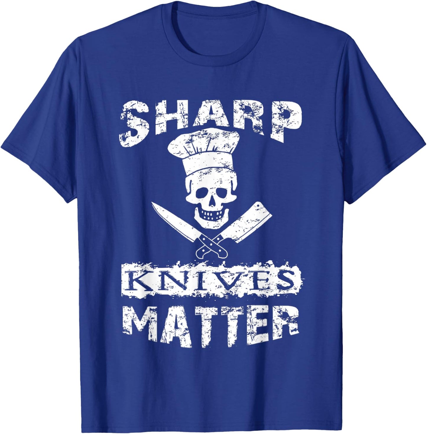 Sharp Knives Matter Chef Skull With Knives T-Shirt - T-Shirt | Royal
